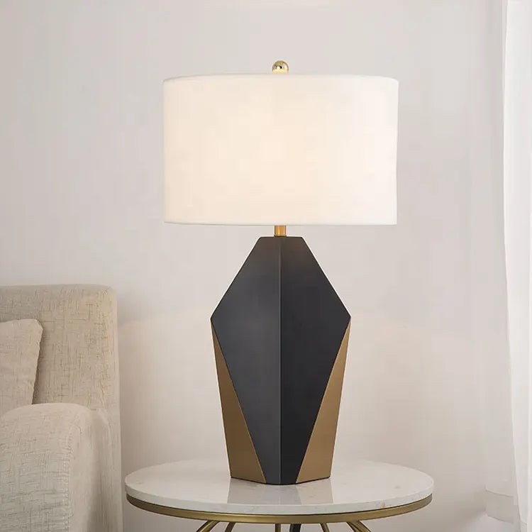 Arden Table Lamp – Black Iron Frame with Fabric Shade - TheMinimalObject