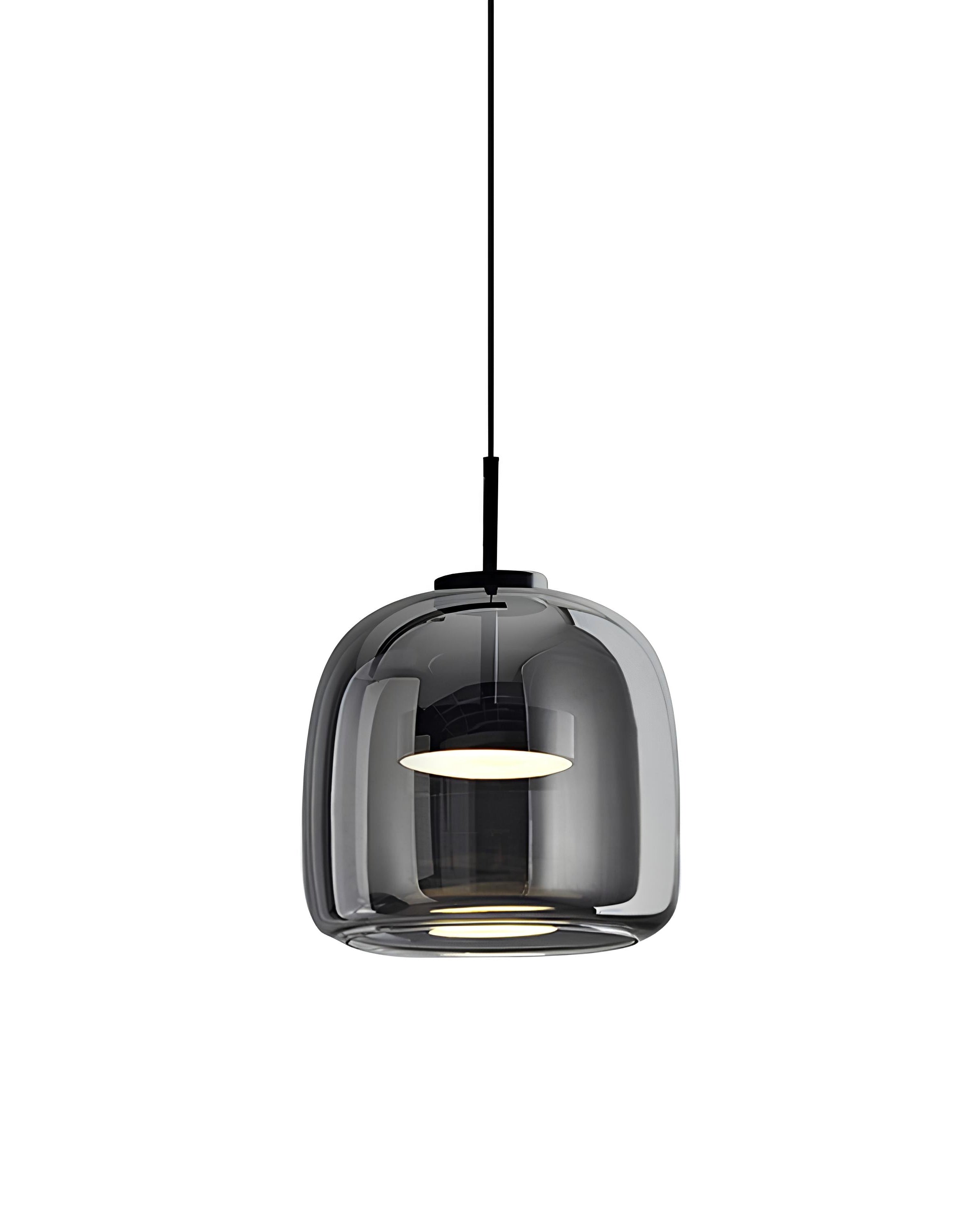 Modern warm white hanging light with smoked glass finish
