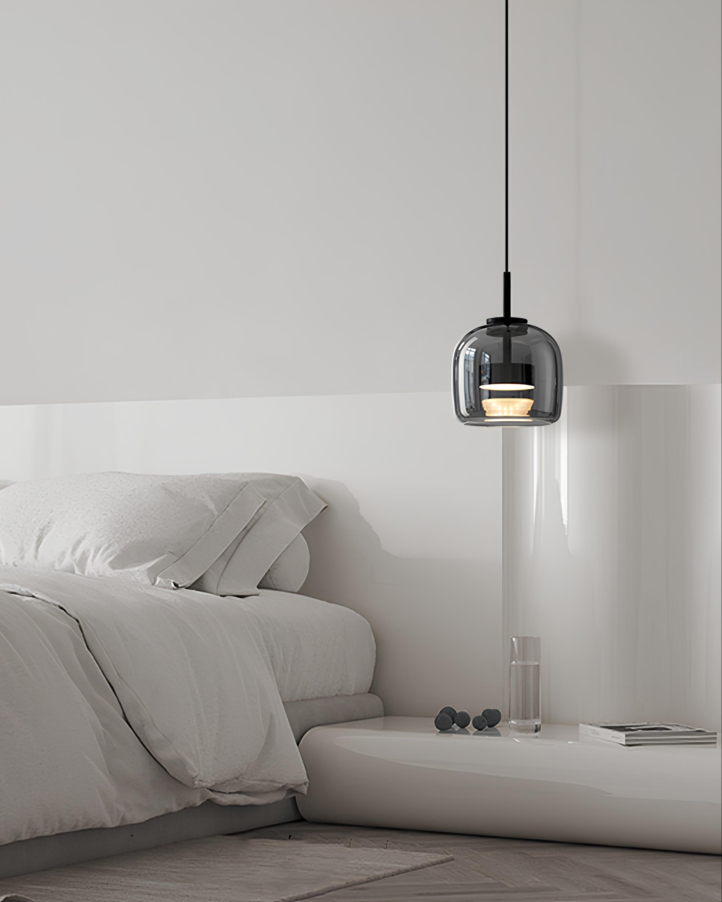 Amber glass pendant light with gold ceiling mount for kitchen or dining room