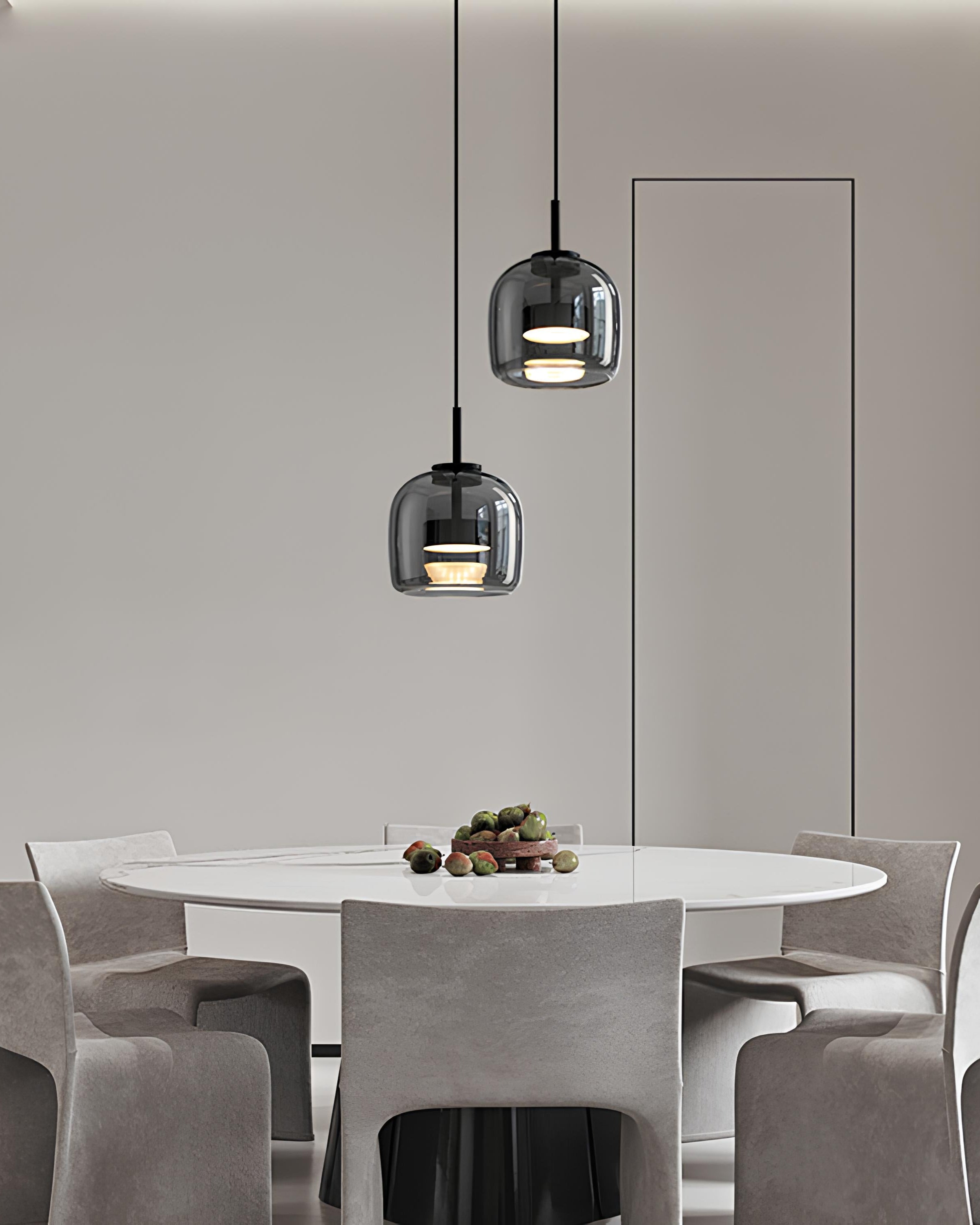 Contemporary ceiling lamp with glass shade and aluminum base