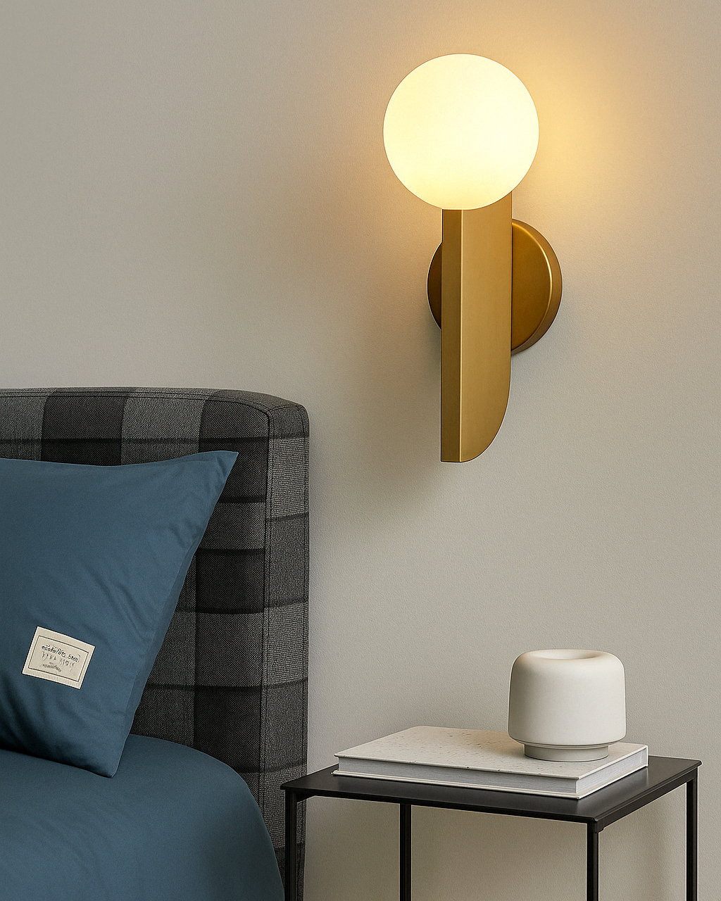 Modern gold brass wall sconce with glass globe
