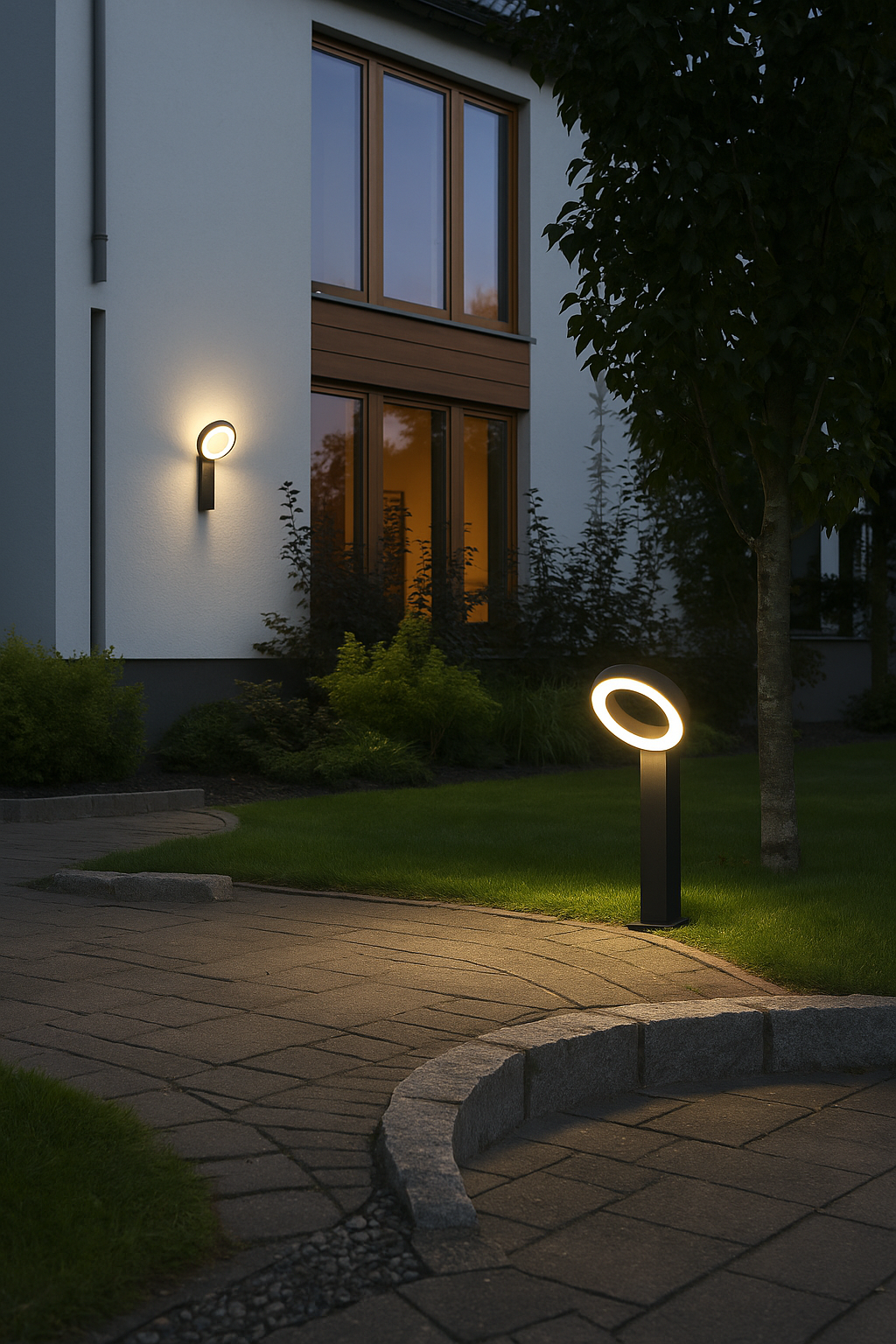 Minimalist outdoor lawn lamp with soft LED glow