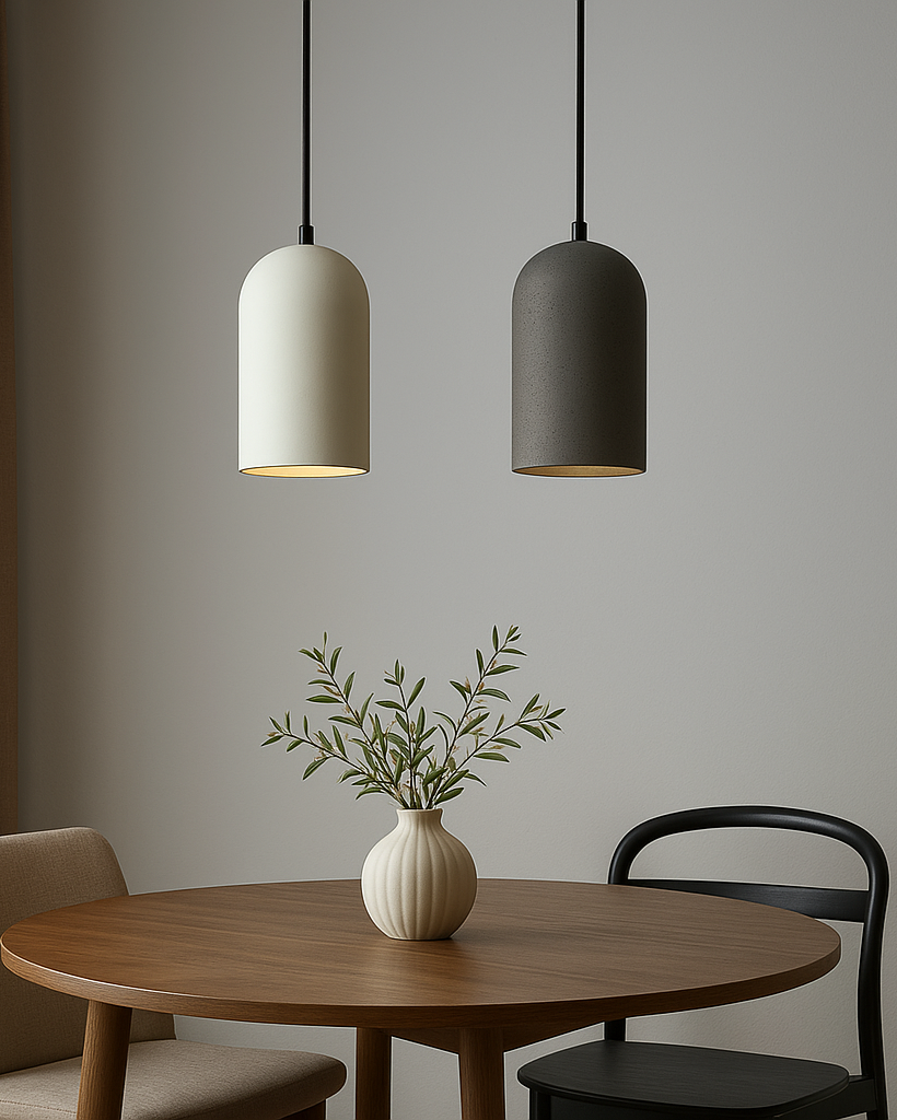 Industrial-style cement pendant light for bedroom decor