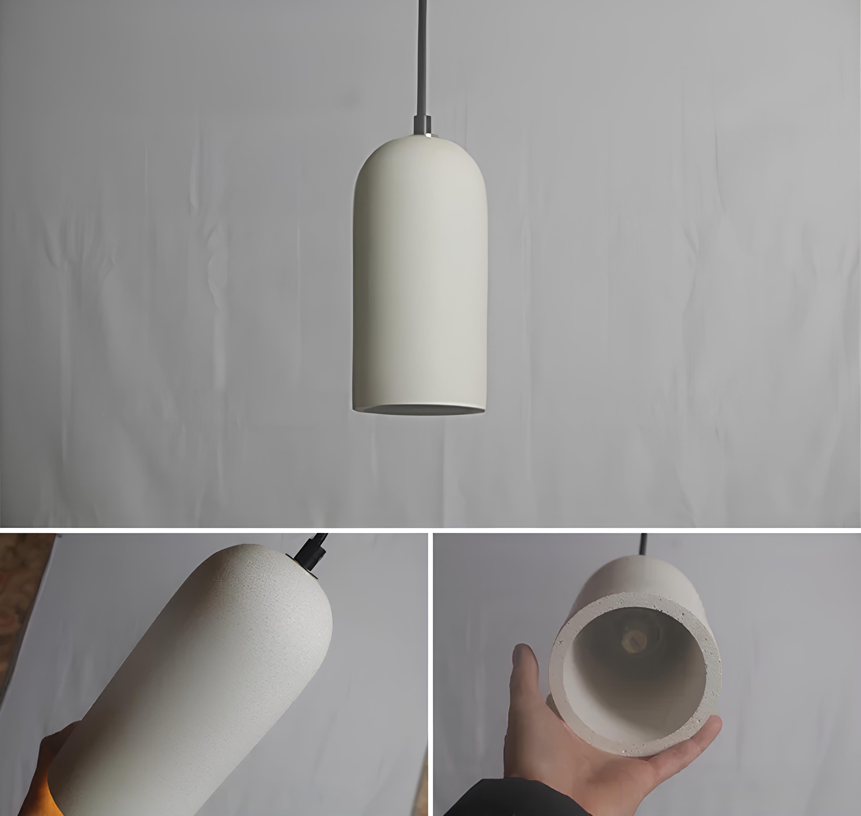 Close-up of gypsum lamp with raw texture and soft lighting