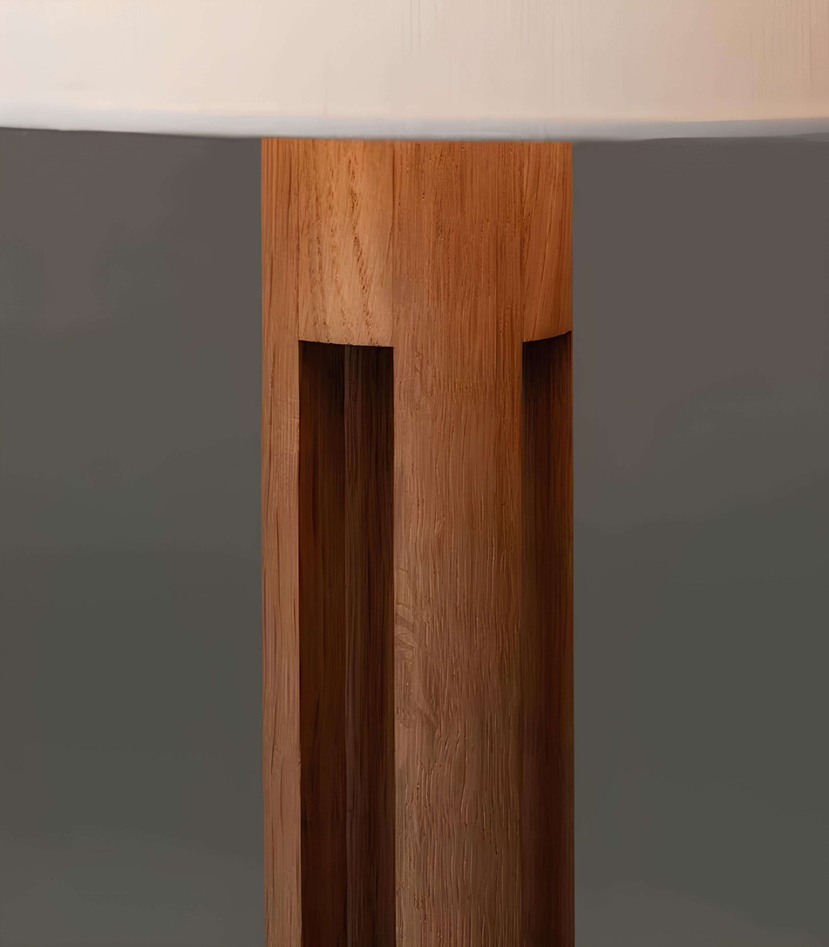 Soft downward glow from minimalist Japanese floor lamp