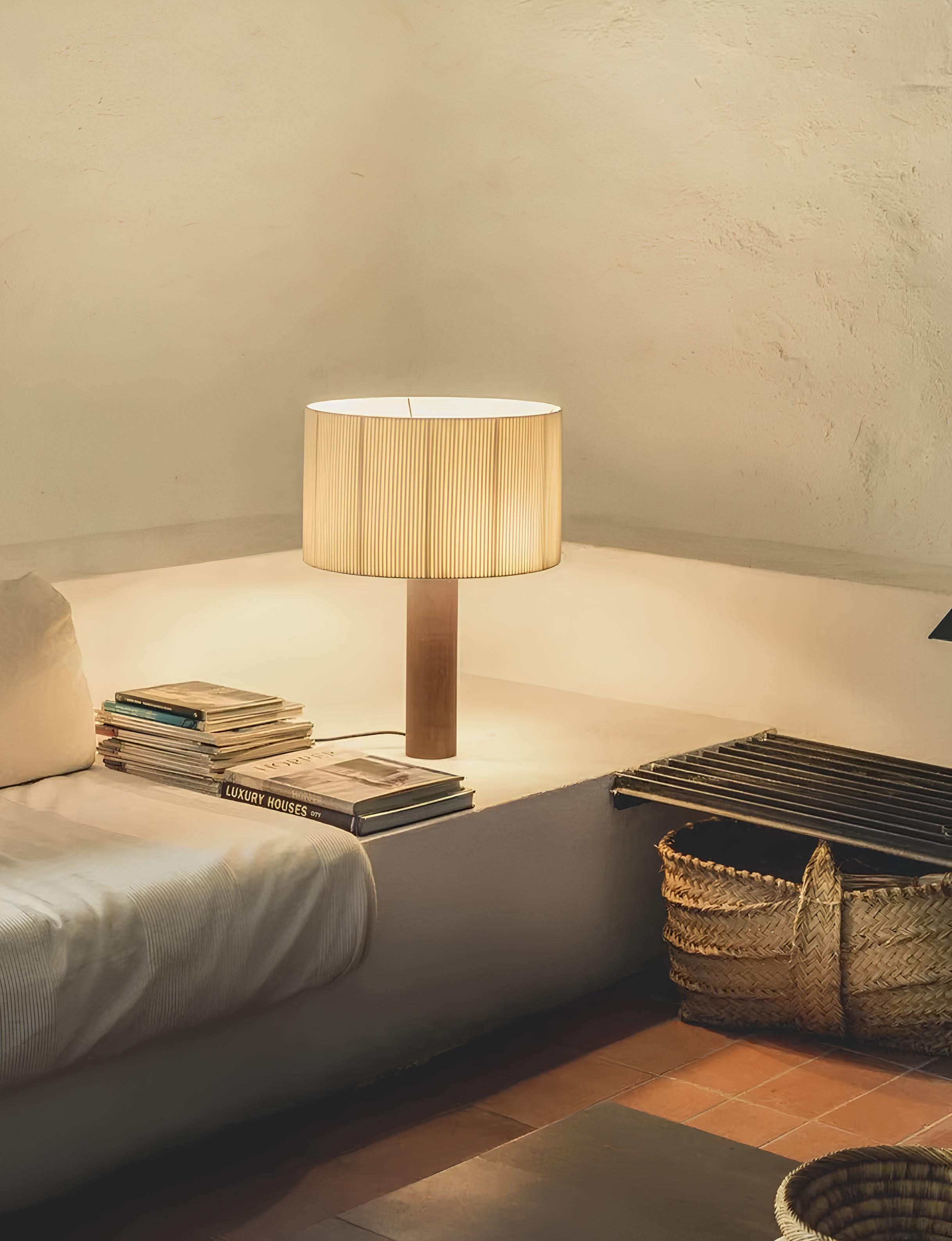 Soft ambient lighting from Japanese-style table lamp