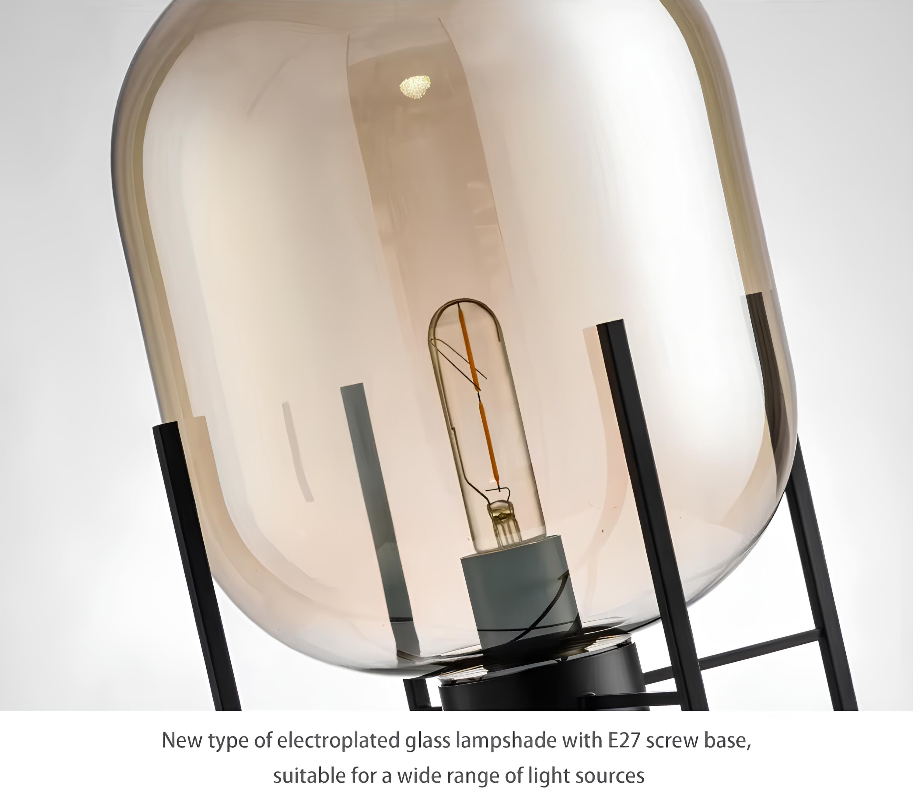 Halo Floor Lamp – Smoked Glass Globe on Minimal Frame - TheMinimalObject