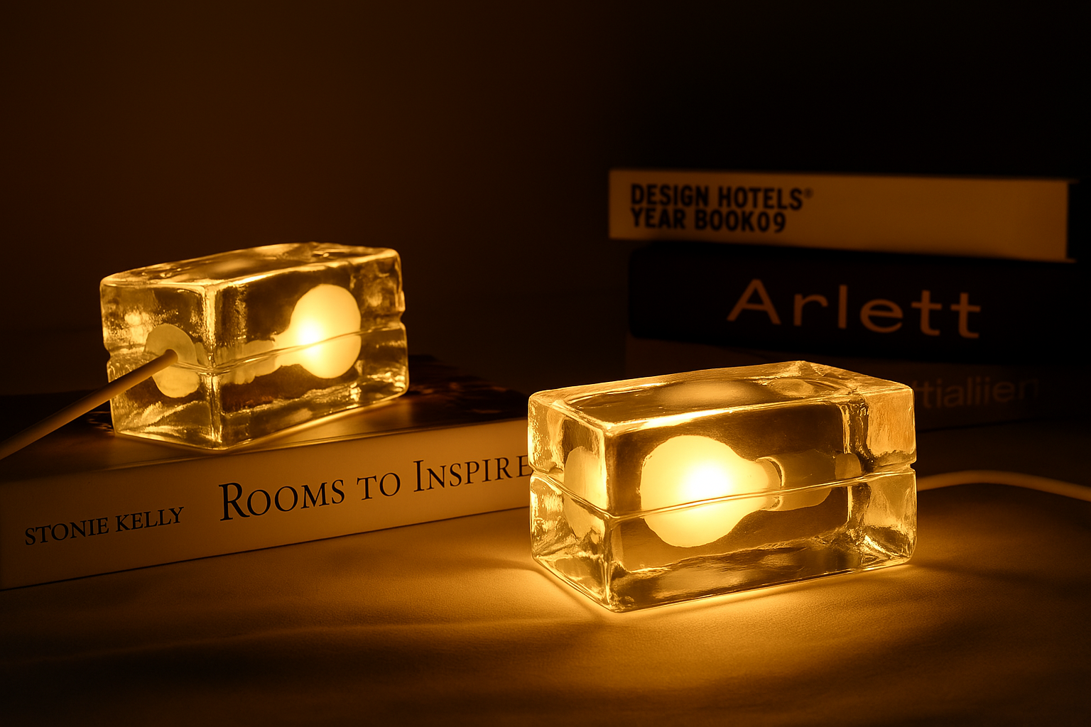 Ice Cube Table Lamp – Clear Glass with LED Core - TheMinimalObject