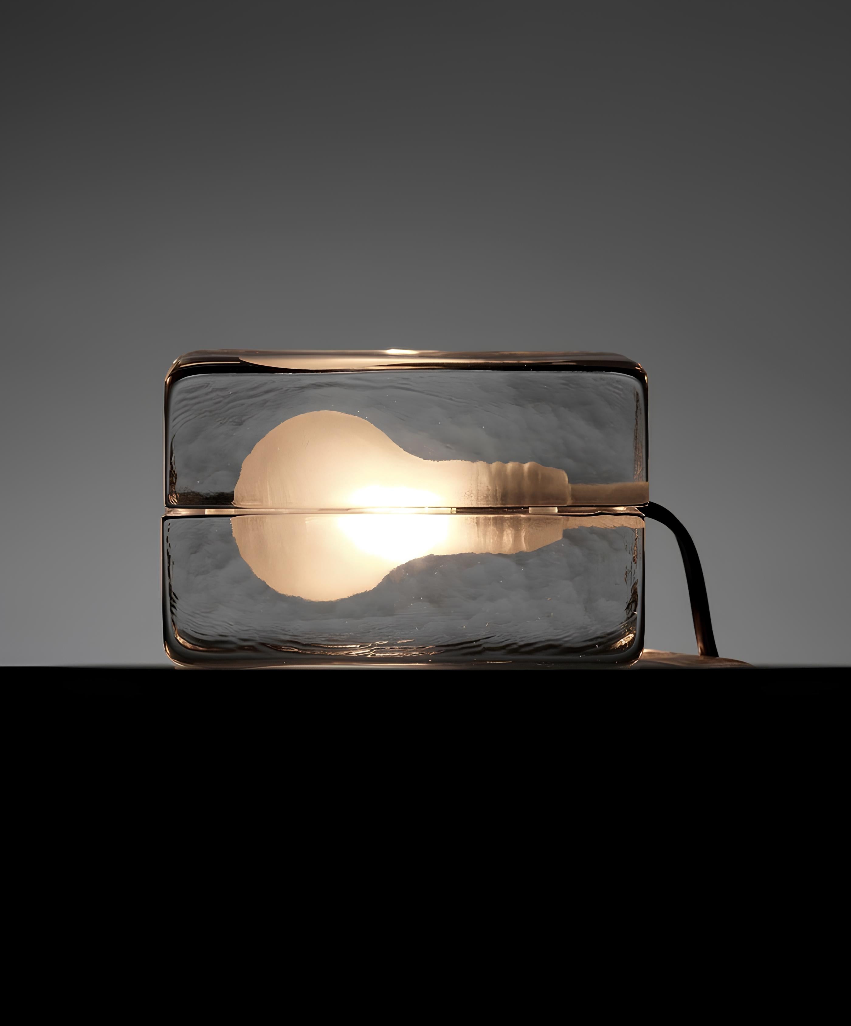 Ice Cube Table Lamp – Clear Glass with LED Core - TheMinimalObject