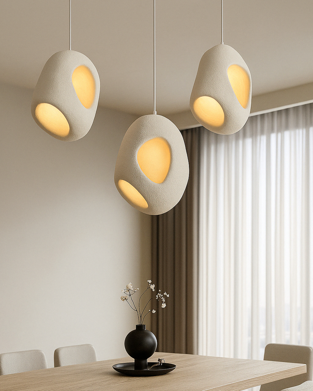 Ishi Pendant Light – Sculptural Wabi Sabi Form in White - TheMinimalObject