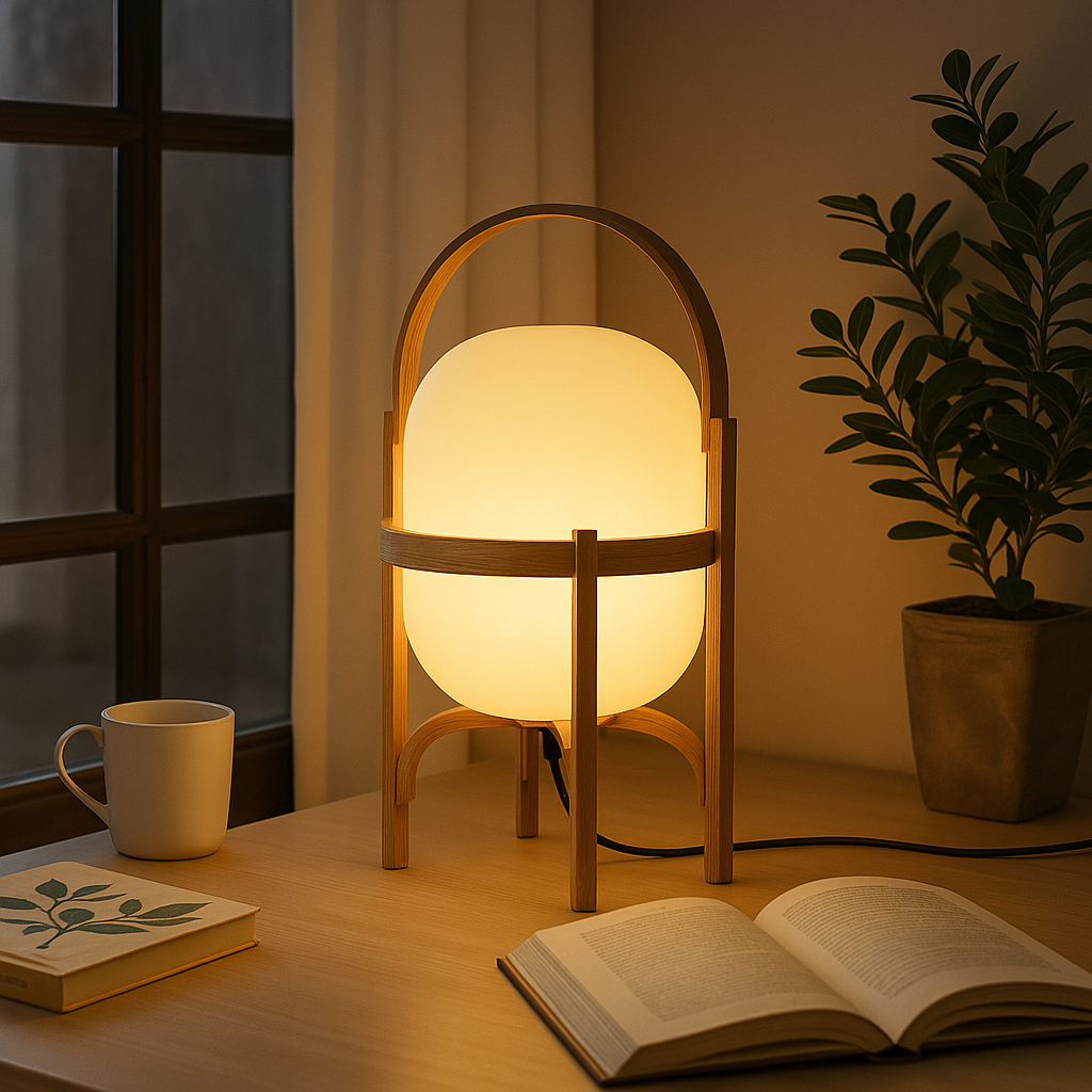 Modern decorative lamp inspired by Wabi Sabi aesthetics