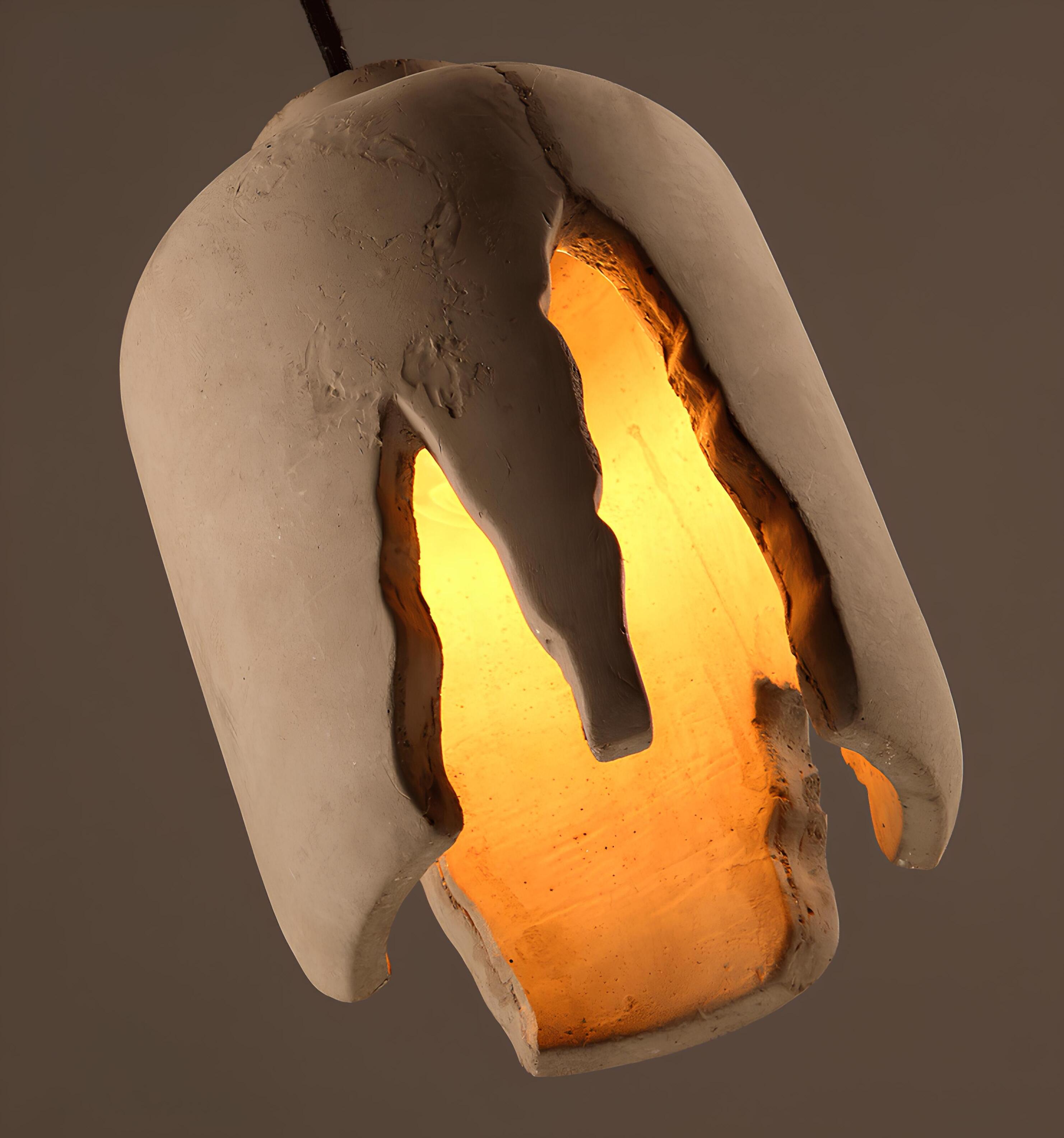 Minimal concrete hanging light for loft or studio