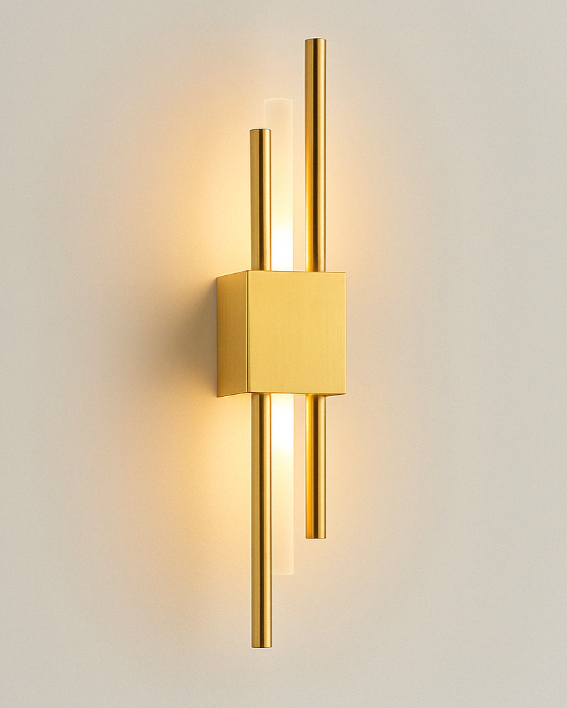 Minimalist gold metal wall light
