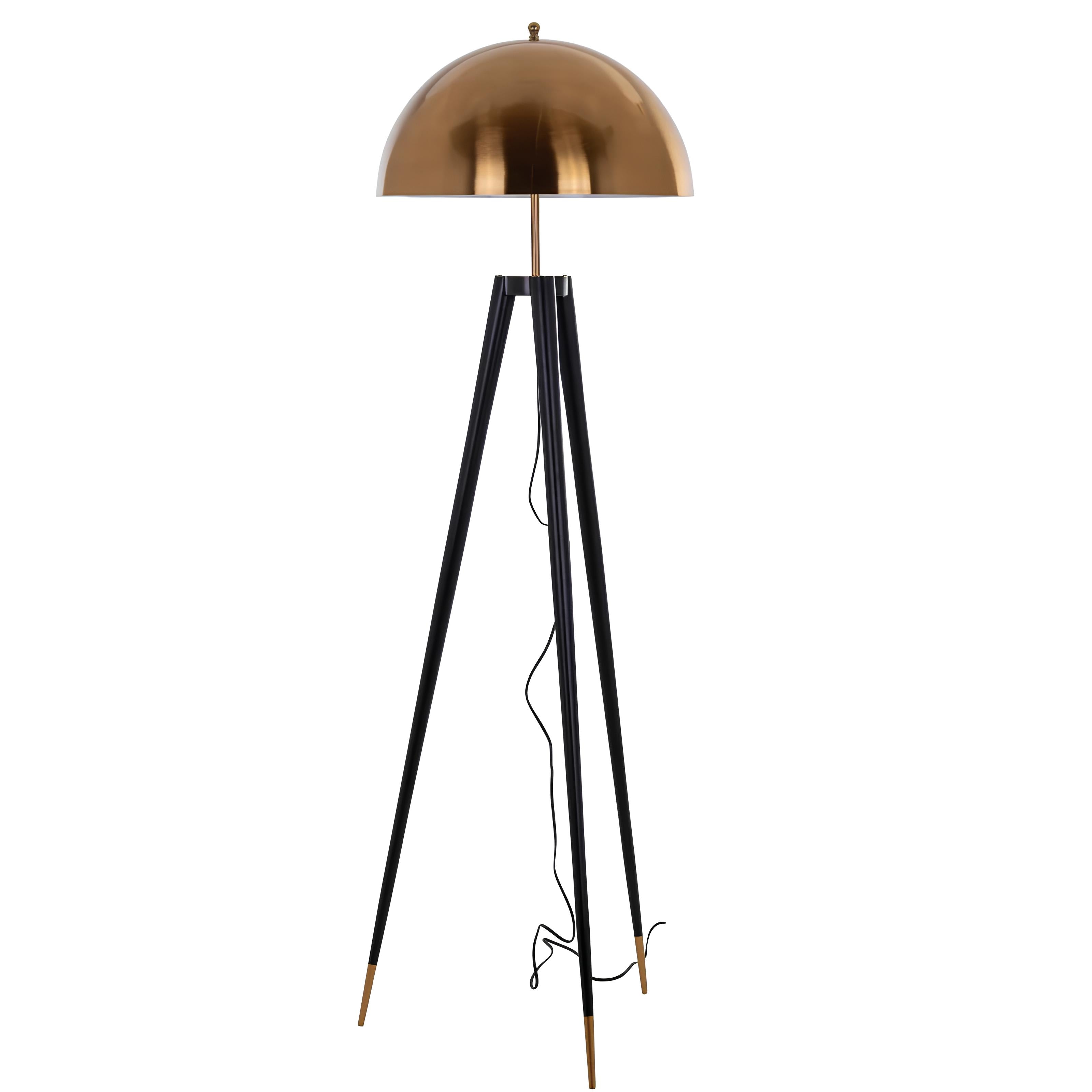 Mira Floor Lamp – Gold Tripod with Metal Dome Shade - TheMinimalObject
