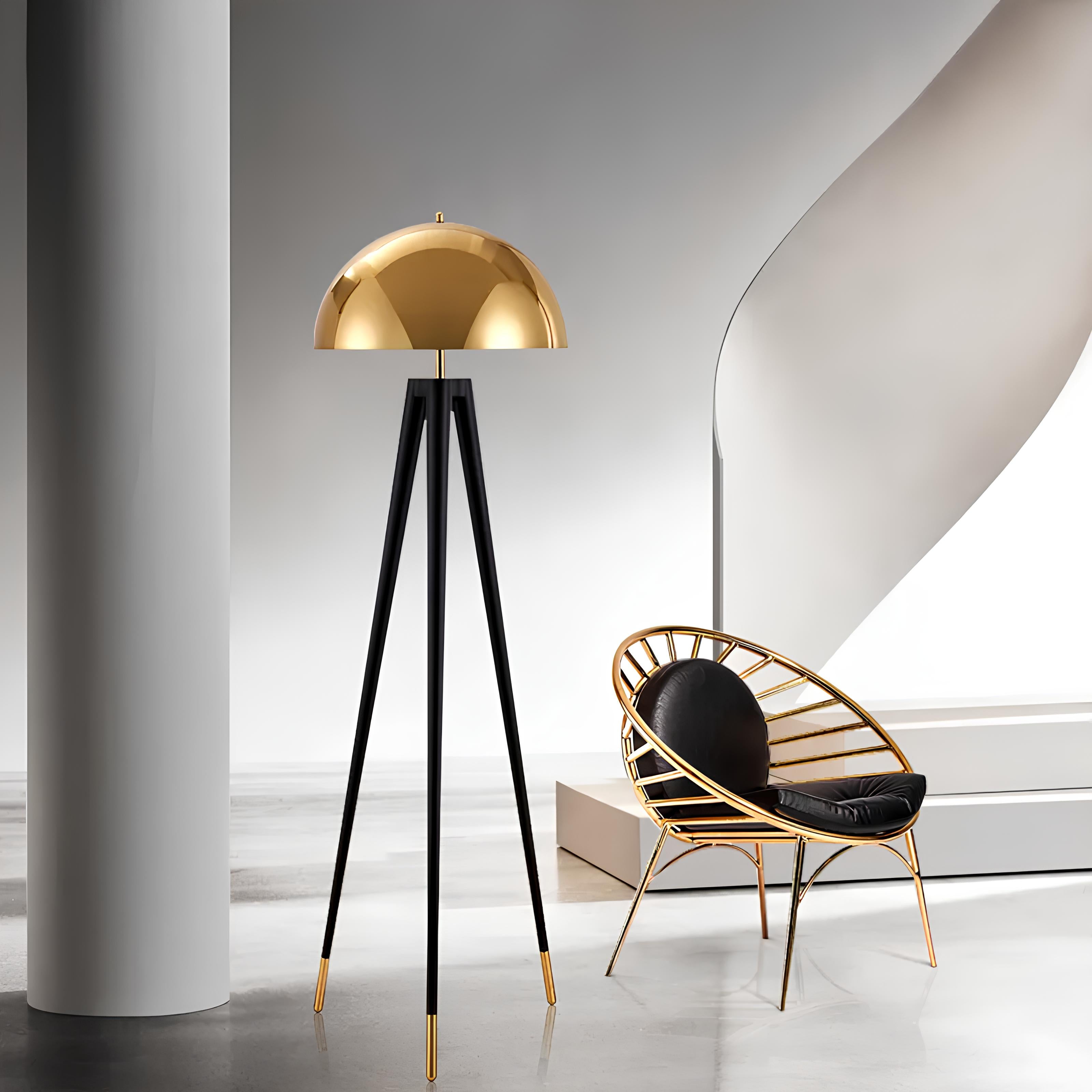 Sculptural LED floor light with warm white glow