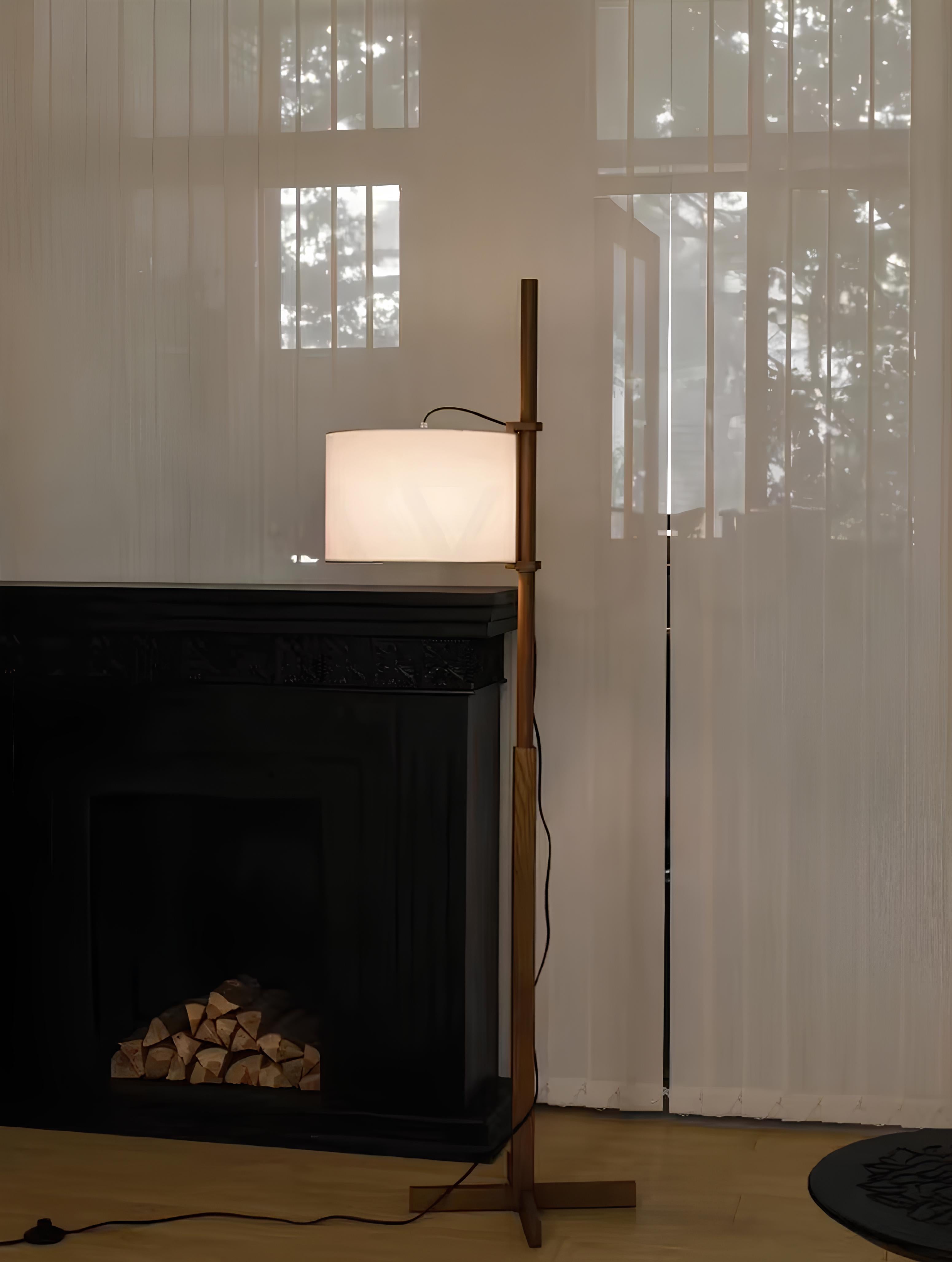 Mizu Floor Lamp – Adjustable Walnut Wood & Fabric Light - TheMinimalObject