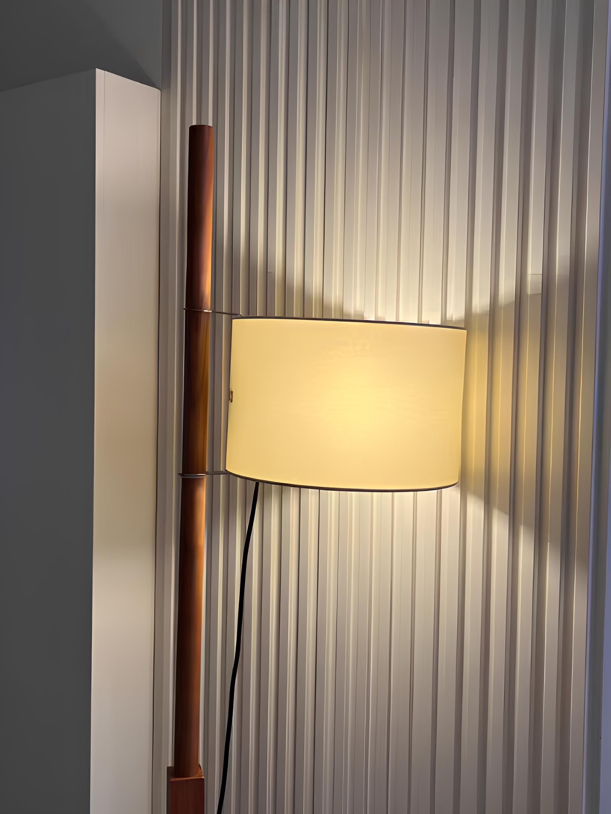 Mizu Floor Lamp – Adjustable Walnut Wood & Fabric Light - TheMinimalObject