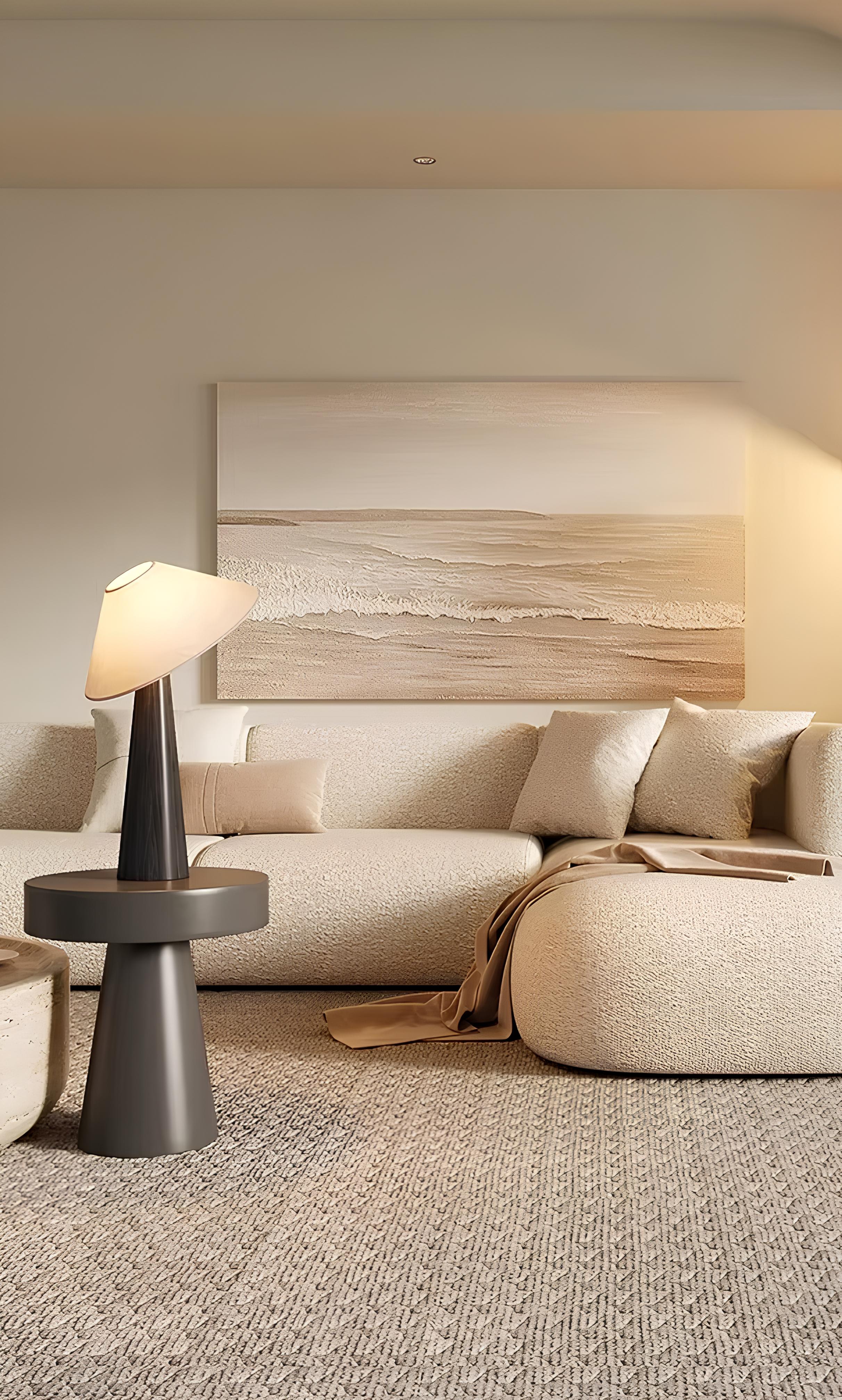 Black frame version of Zen floor lamp in modern bedroom