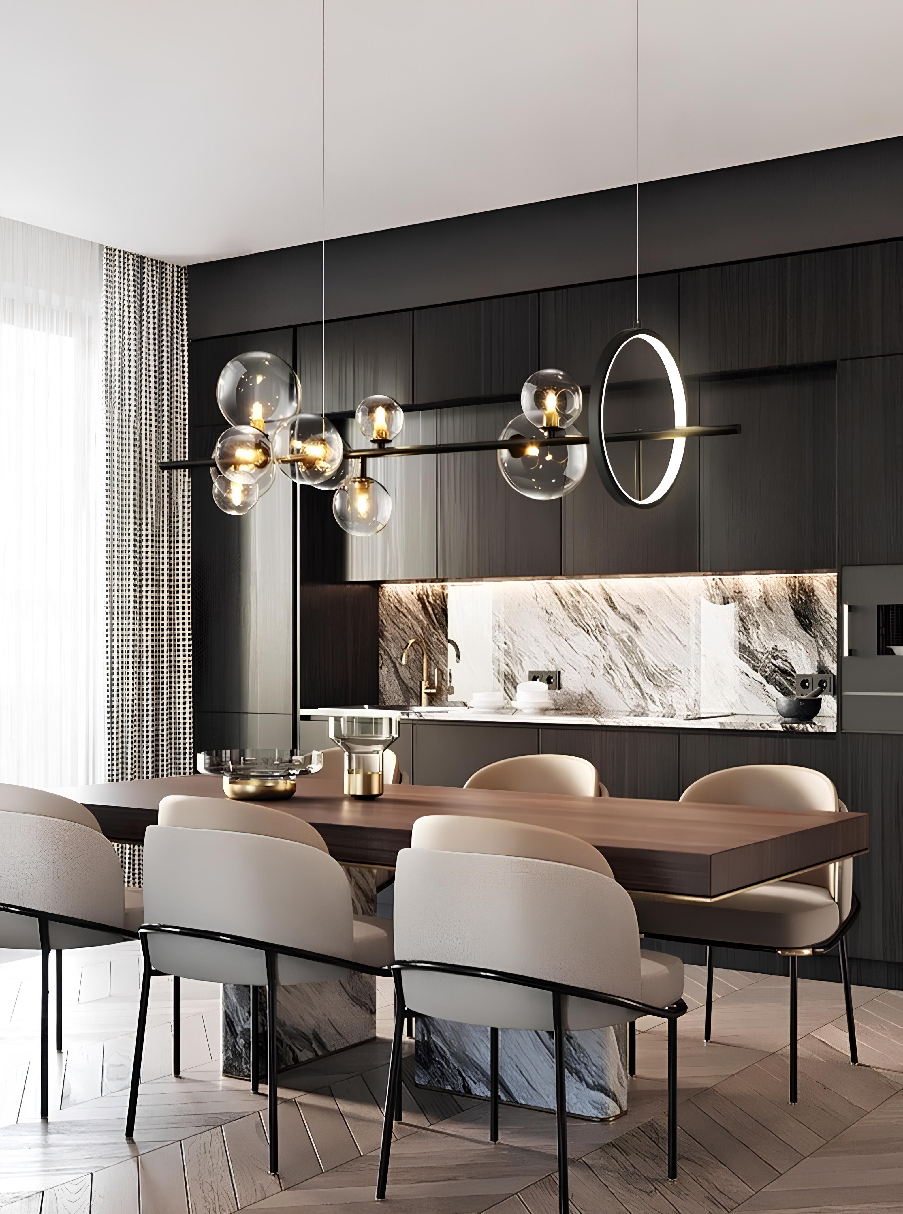Orb Line Pendant – Linear Glass Bubble Chandelier - TheMinimalObject