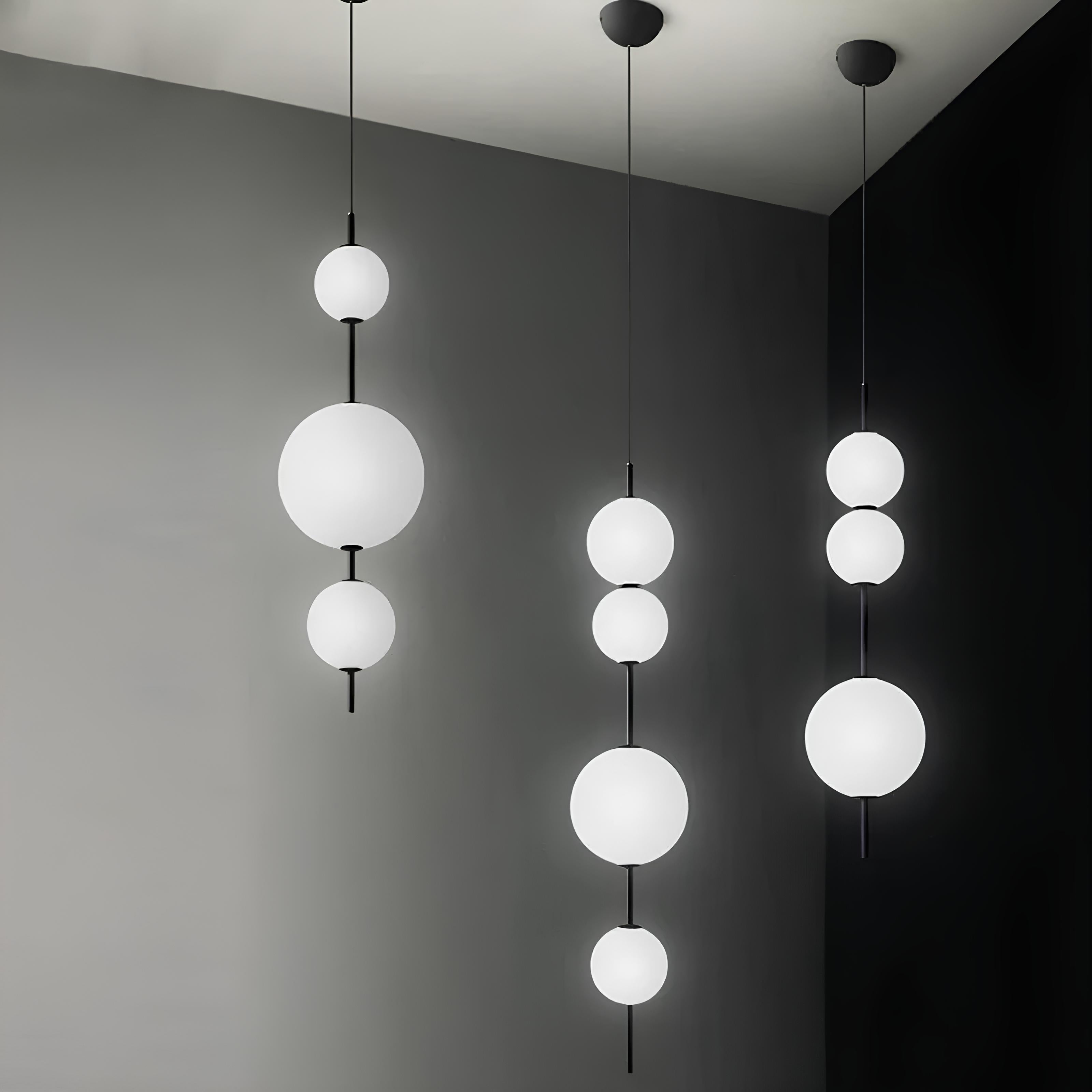 Sento Globe Pendant Light Set (3 Pieces - White Glass) - TheMinimalObject