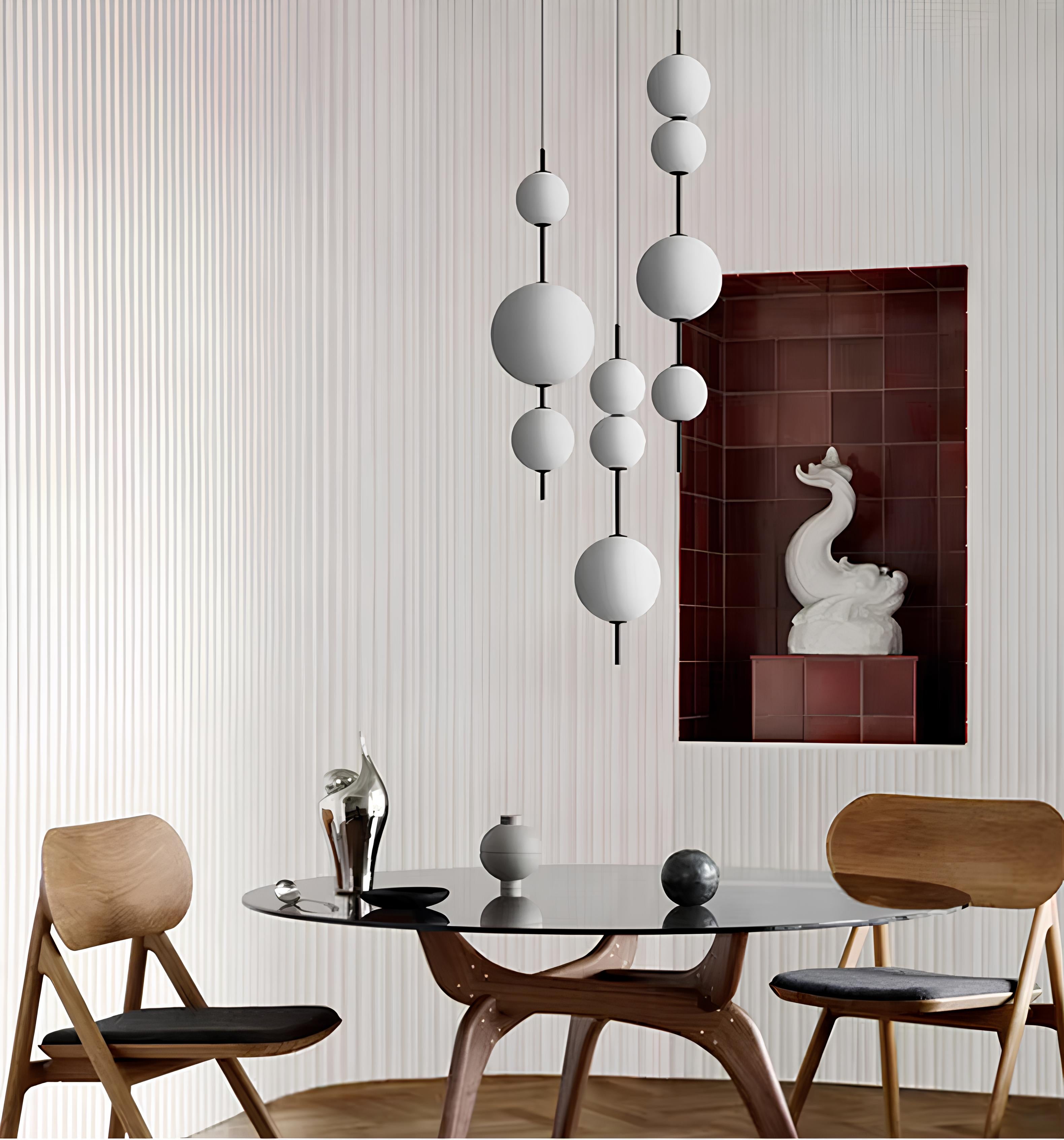 Sento Globe Pendant Light Set (3 Pieces - White Glass) - TheMinimalObject