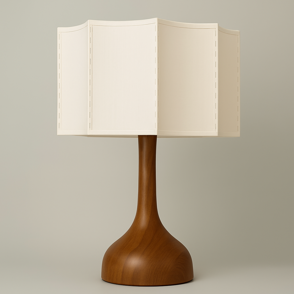 Sora Table Lamp – Pine Wood & Linen Fabric Light - TheMinimalObject