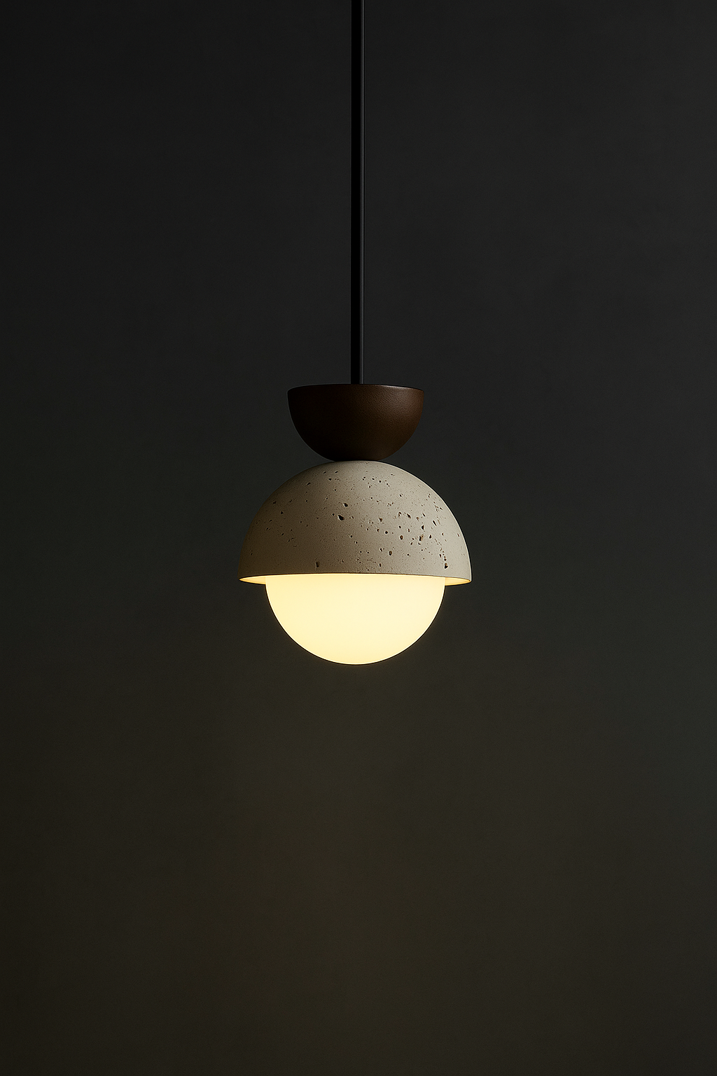 Tobu Marble Stone & Walnut Pendant Light - TheMinimalObject