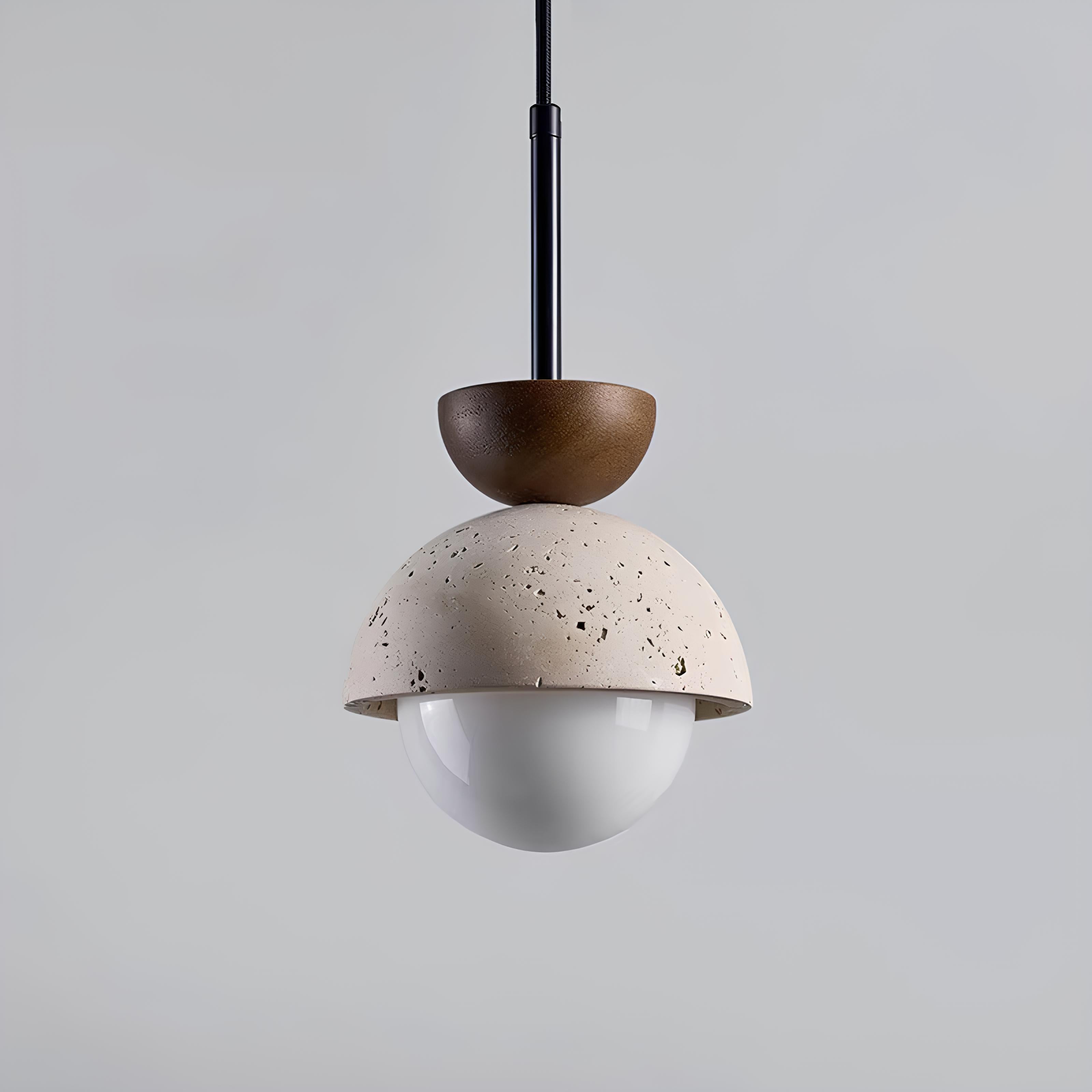 Tobu Marble Stone & Walnut Pendant Light - TheMinimalObject