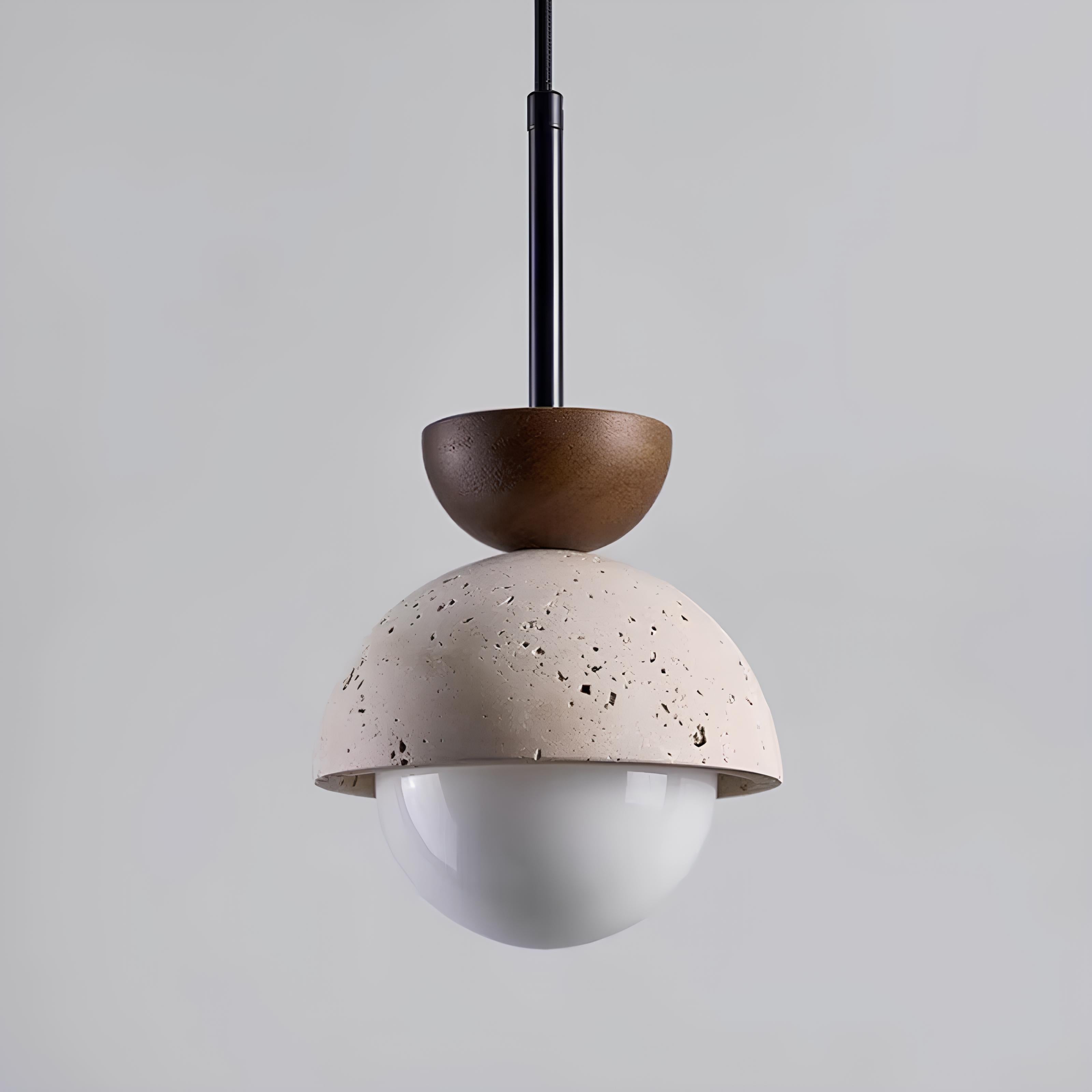 Tobu Marble Stone & Walnut Pendant Light - TheMinimalObject