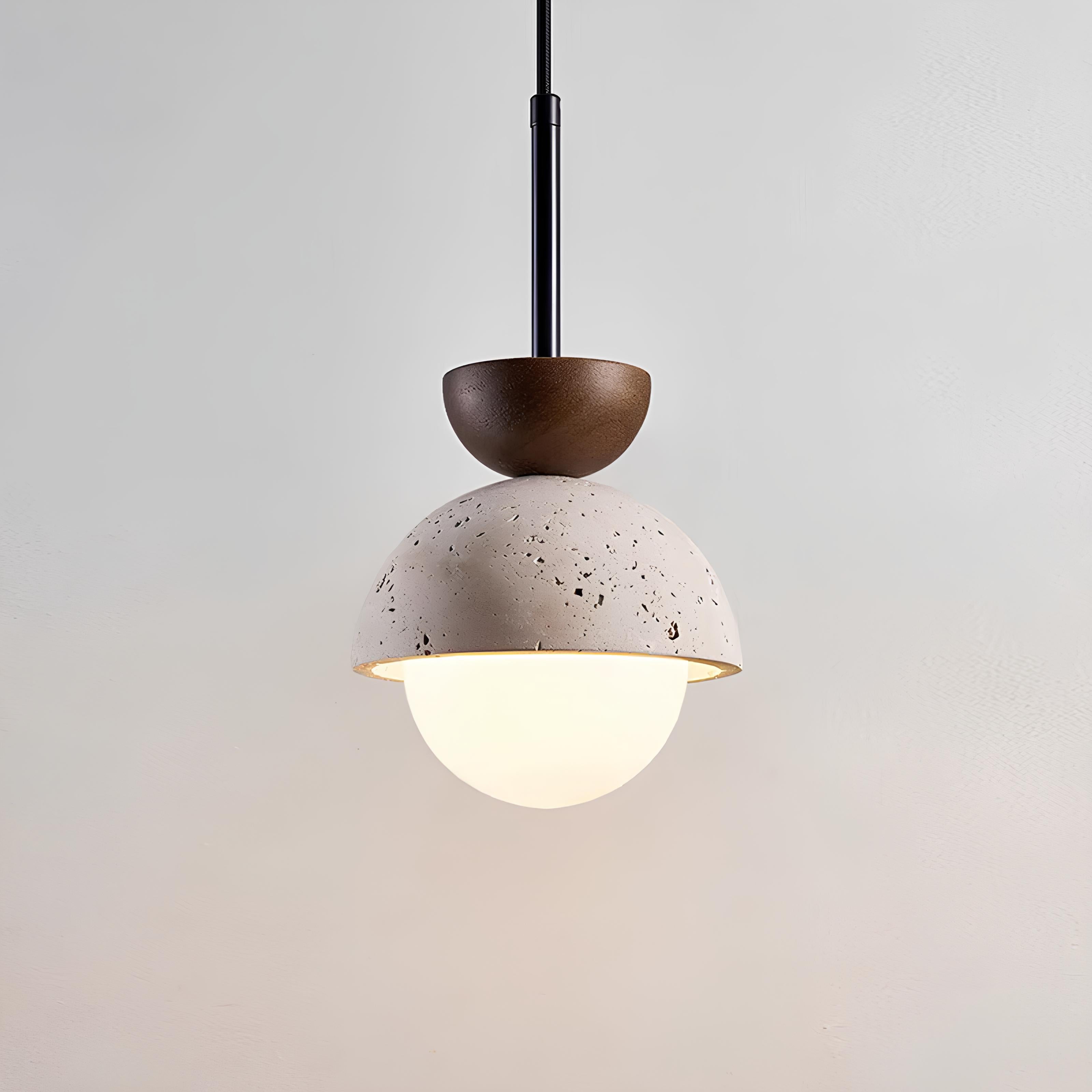 Tobu Marble Stone & Walnut Pendant Light - TheMinimalObject