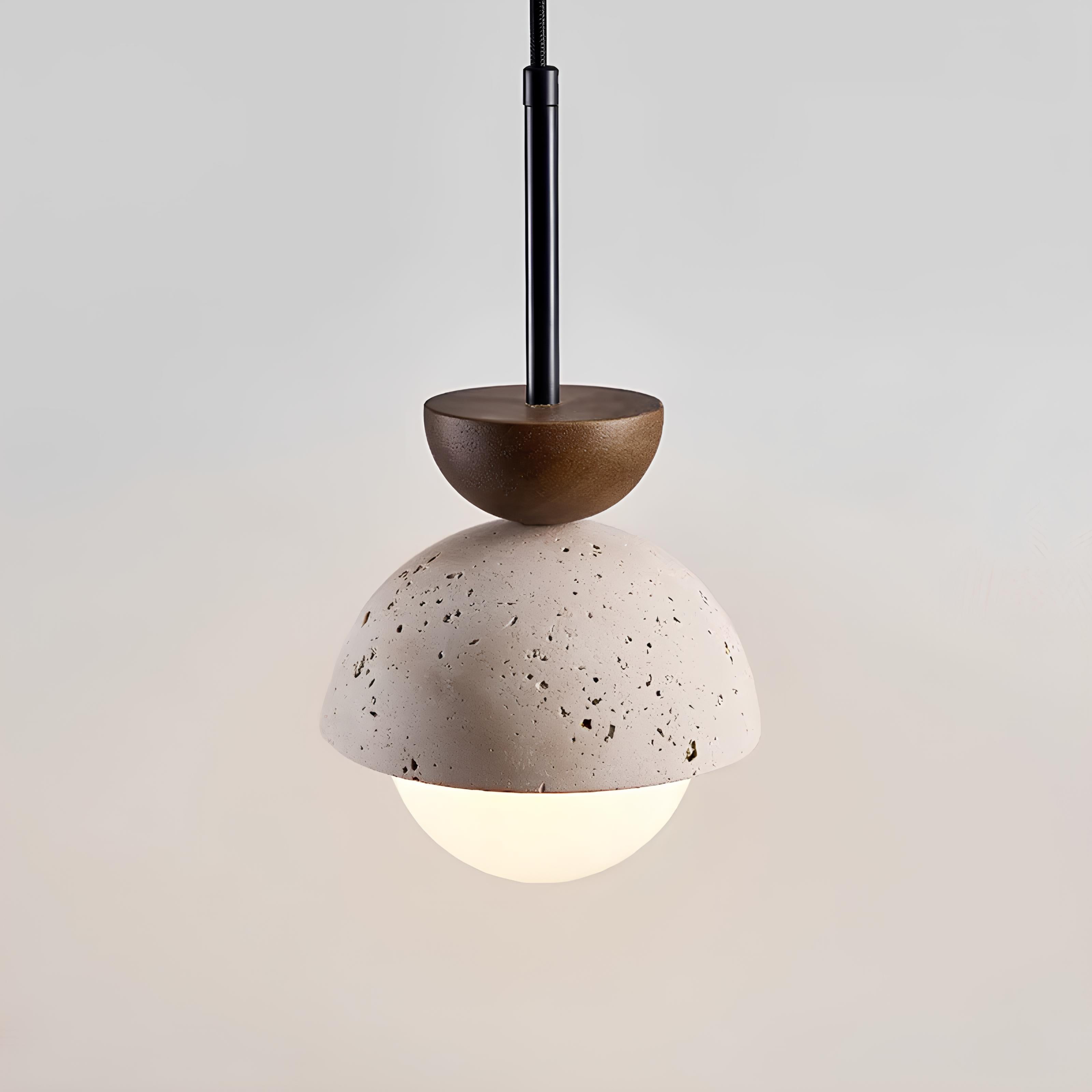 Tobu Marble Stone & Walnut Pendant Light - TheMinimalObject