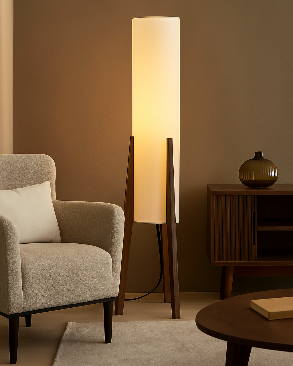 Toki Floor Lamp – Wabi-Sabi Solid Wood Standing Light - TheMinimalObject