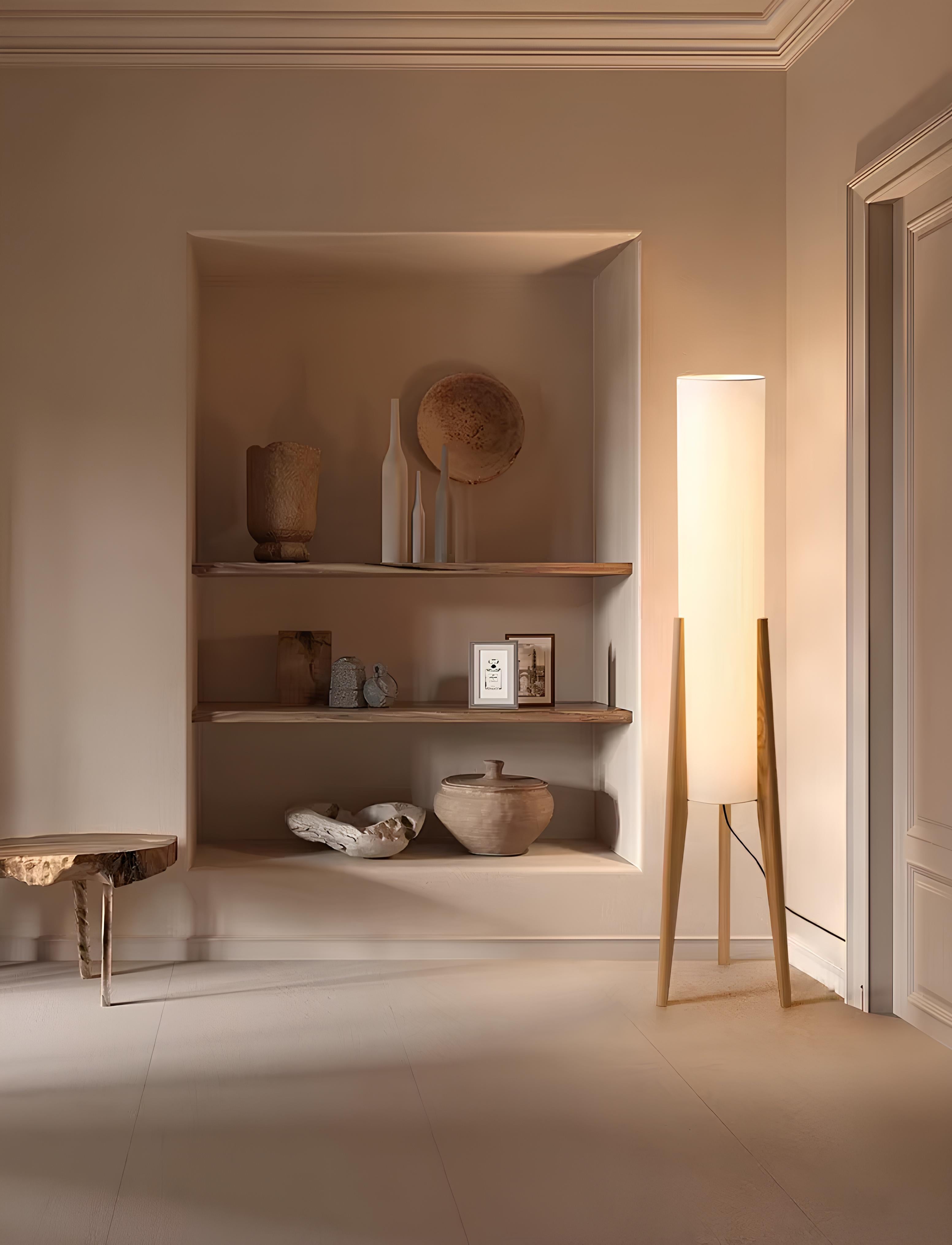 Toki Floor Lamp – Wabi-Sabi Solid Wood Standing Light - TheMinimalObject