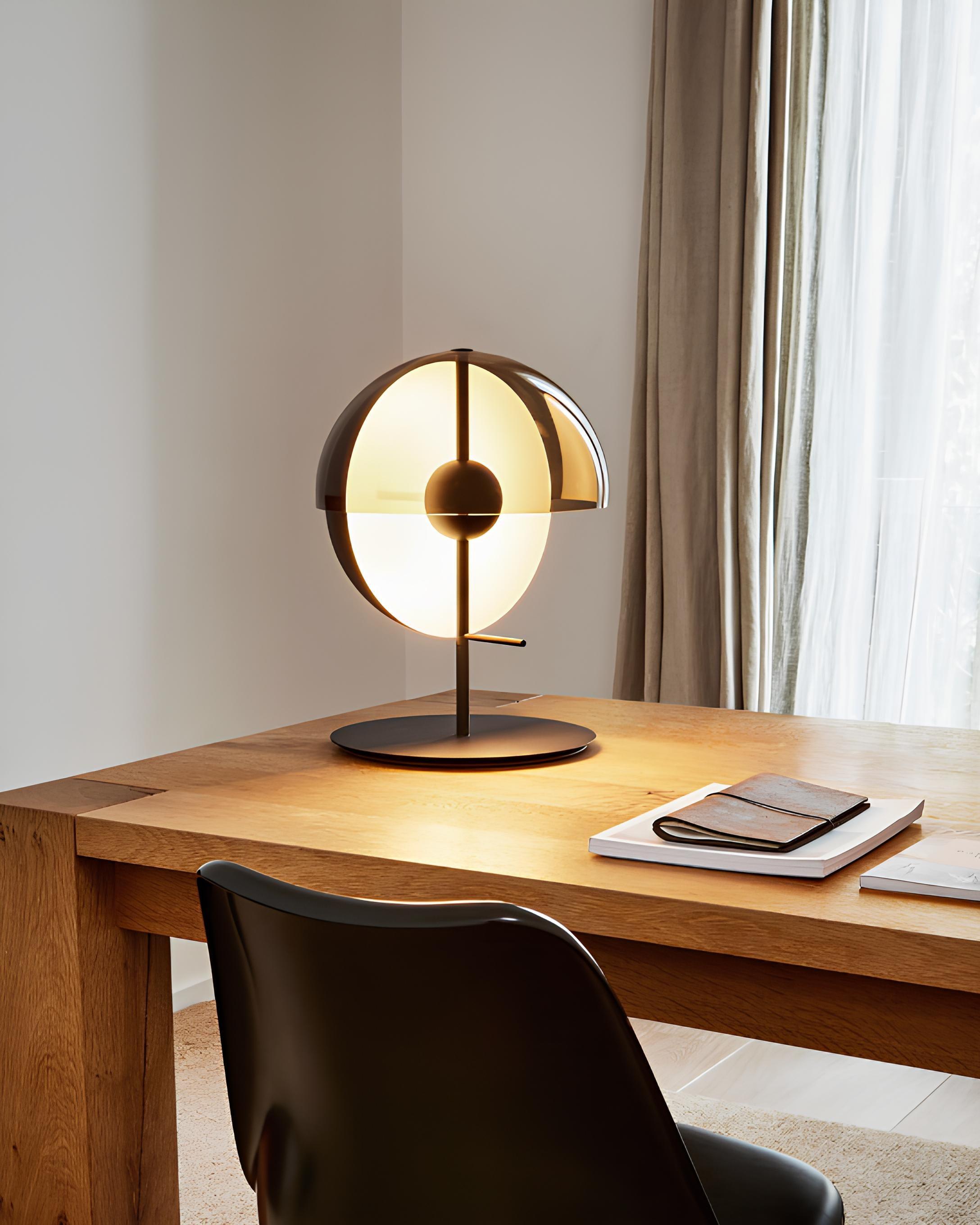 White metal table lamp with marble base for modern interiors