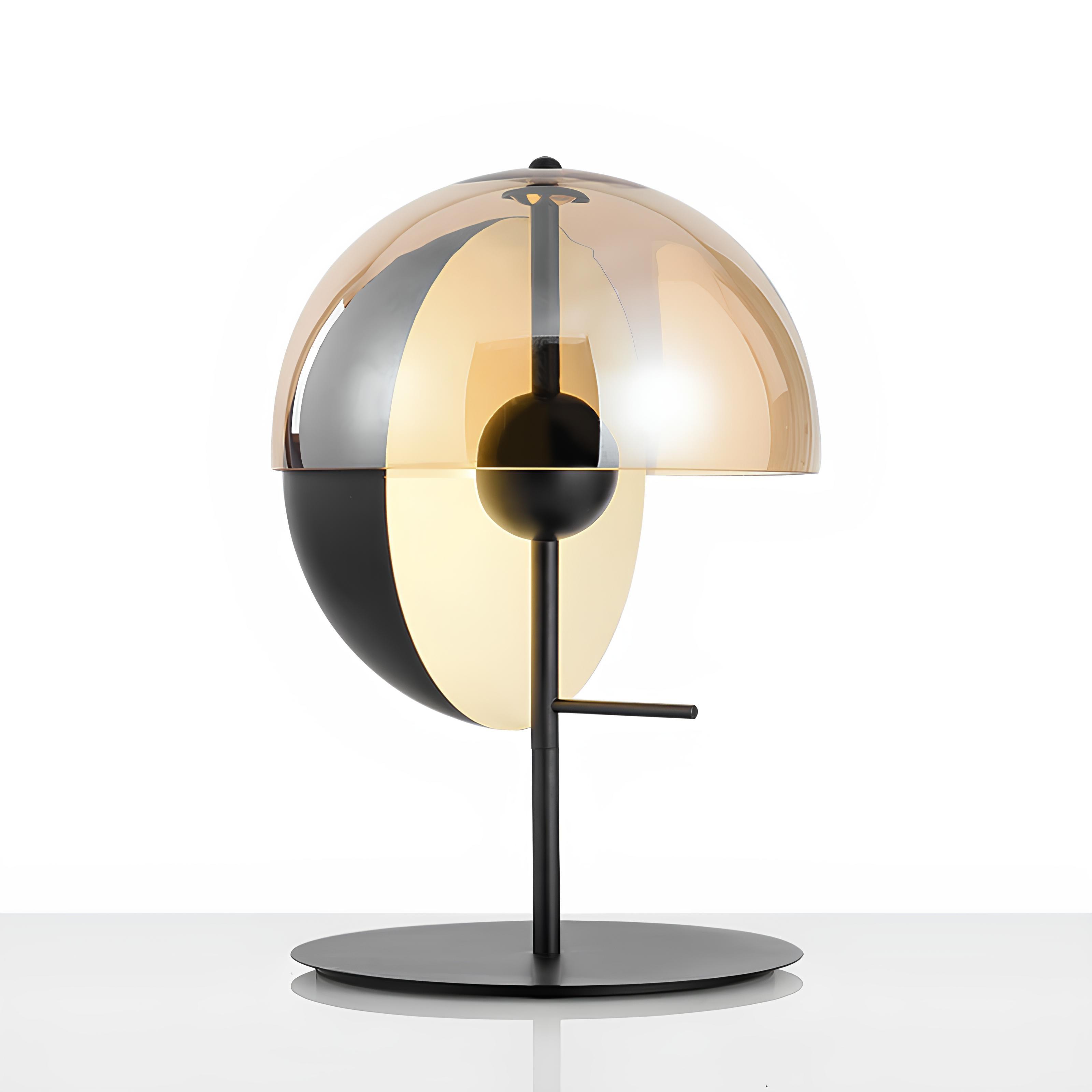 Close-up of white shade and marble base table lamp 1