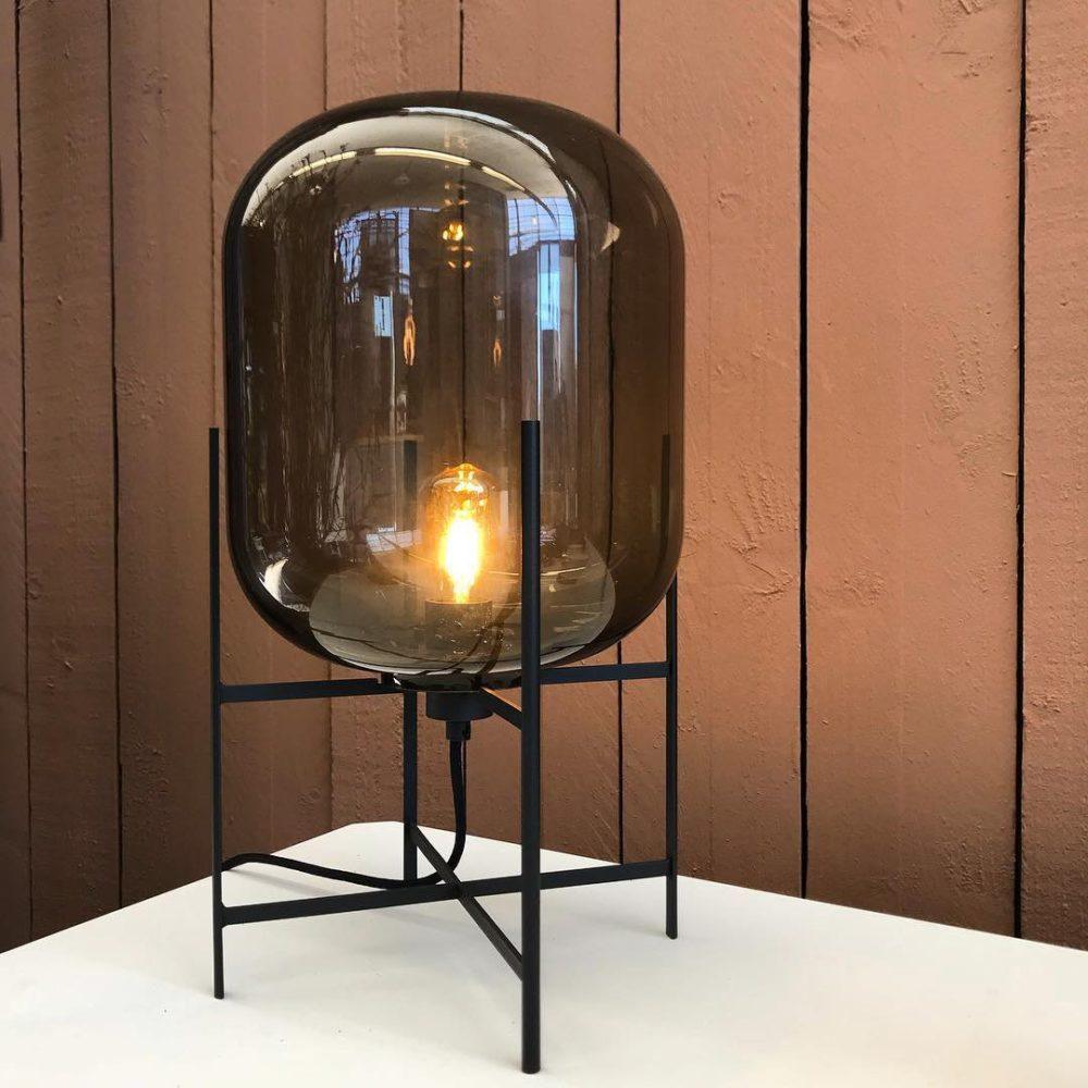 Aurum Table Lamp – Amber Globe on Modern Stand - TheMinimalObject