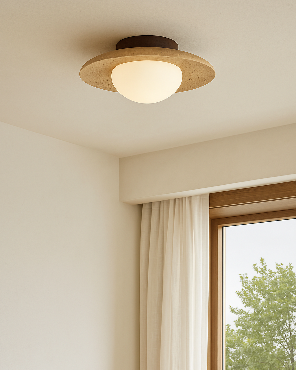 Modern Wabi Sabi ceiling light with soft daylight LED and sculptural form