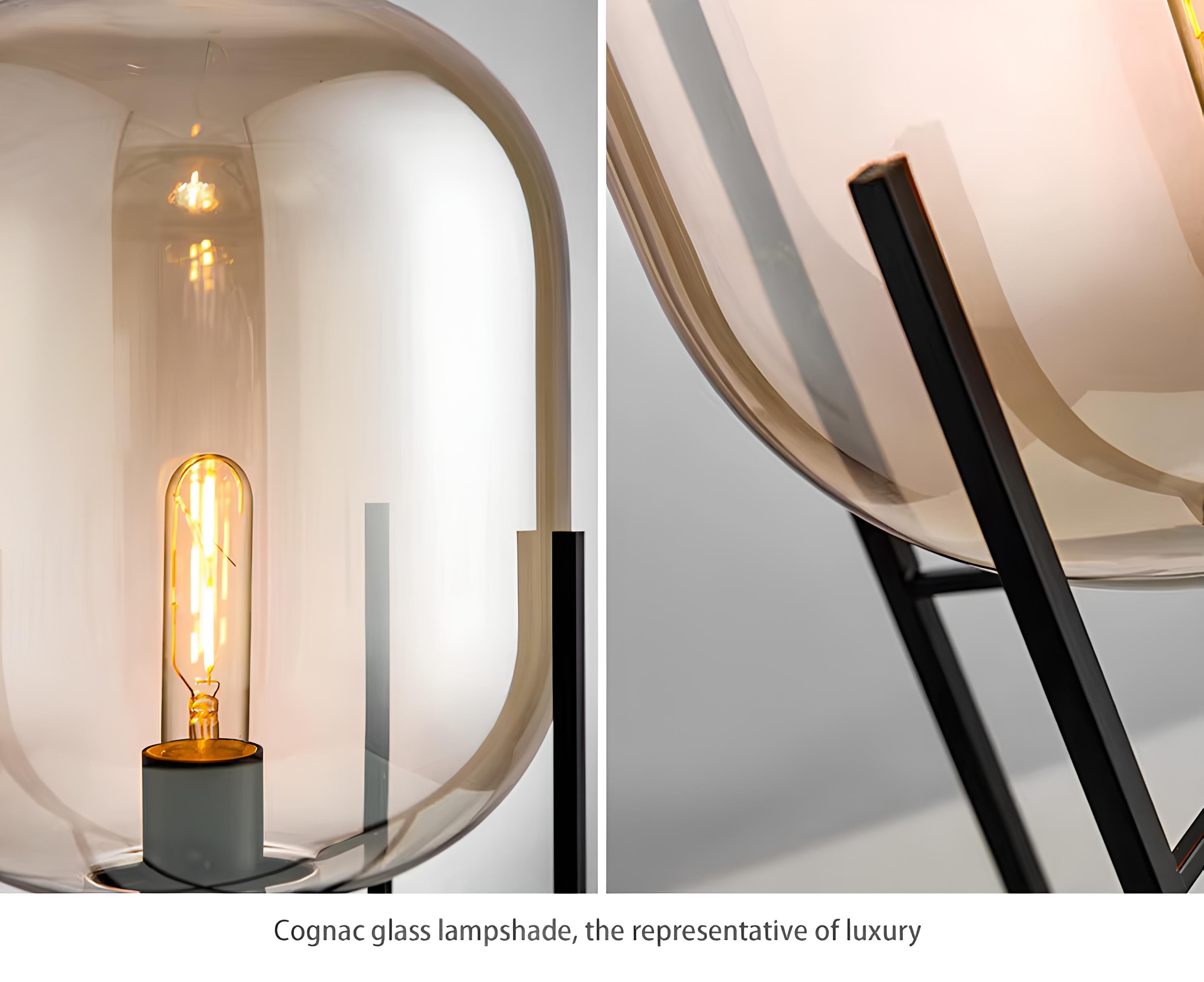 Halo Floor Lamp – Smoked Glass Globe on Minimal Frame - TheMinimalObject