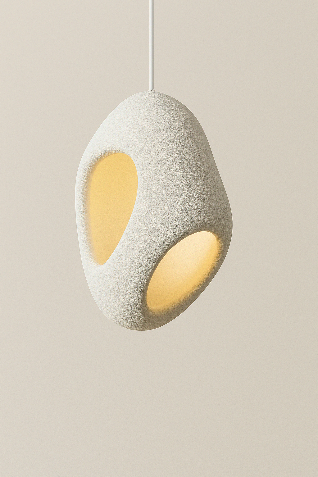 Ishi Pendant Light – Sculptural Wabi Sabi Form in White - TheMinimalObject