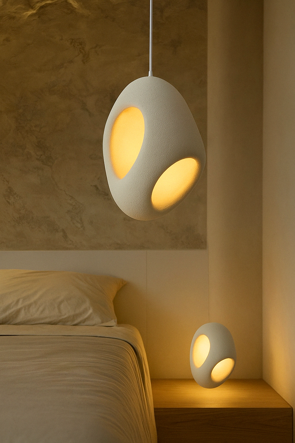 Ishi Pendant Light – Sculptural Wabi Sabi Form in White - TheMinimalObject
