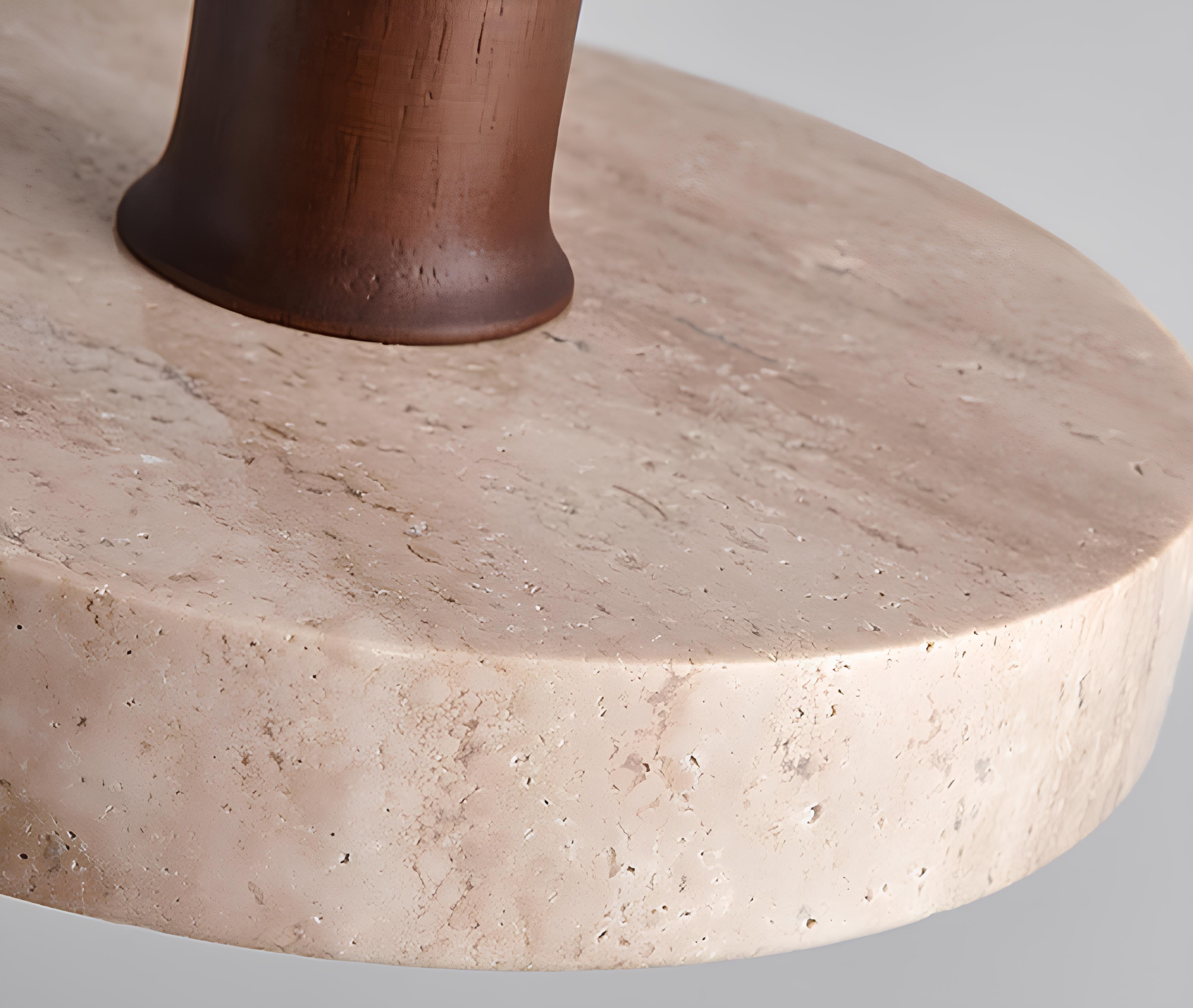 Kaen Pendant – Travertine & Walnut Hanging Light - TheMinimalObject