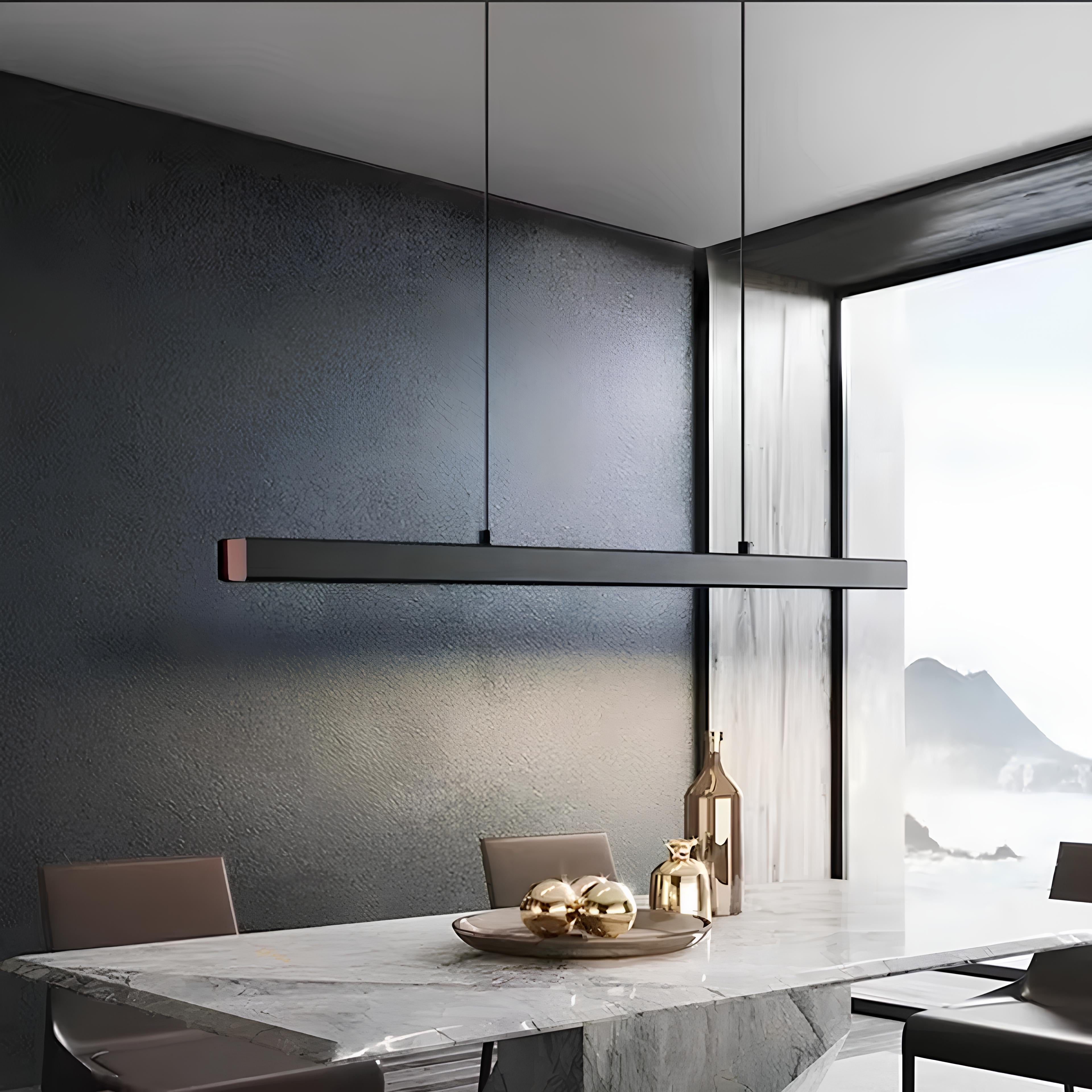 Linu Beam Pendant Bar – Slim Black LED Light Bar - TheMinimalObject