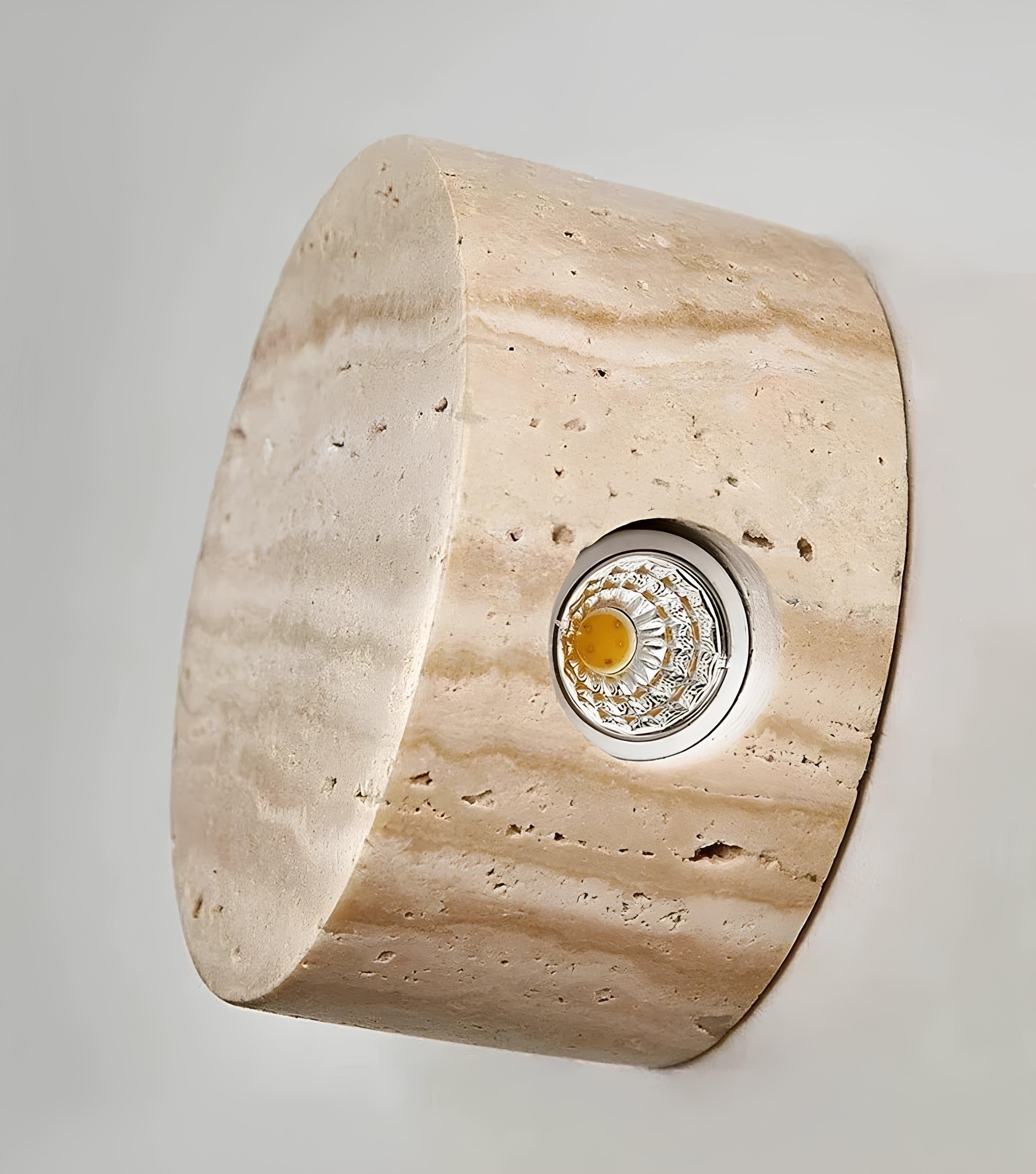 Noko Wall Light – Compact Travertine LED Sconce - TheMinimalObject