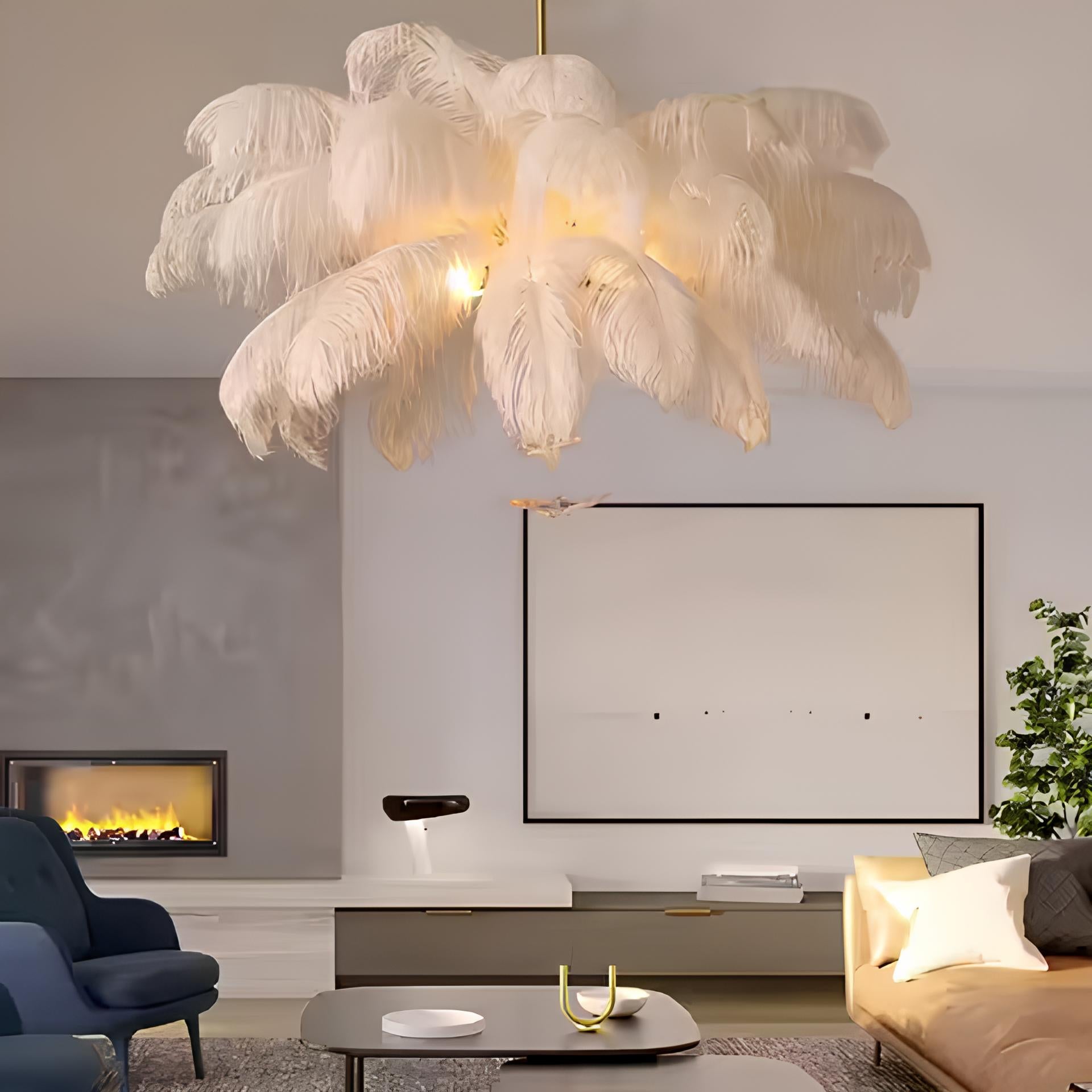 Nordic Feather Pendant Light – Modern Ostrich Chandelier - TheMinimalObject