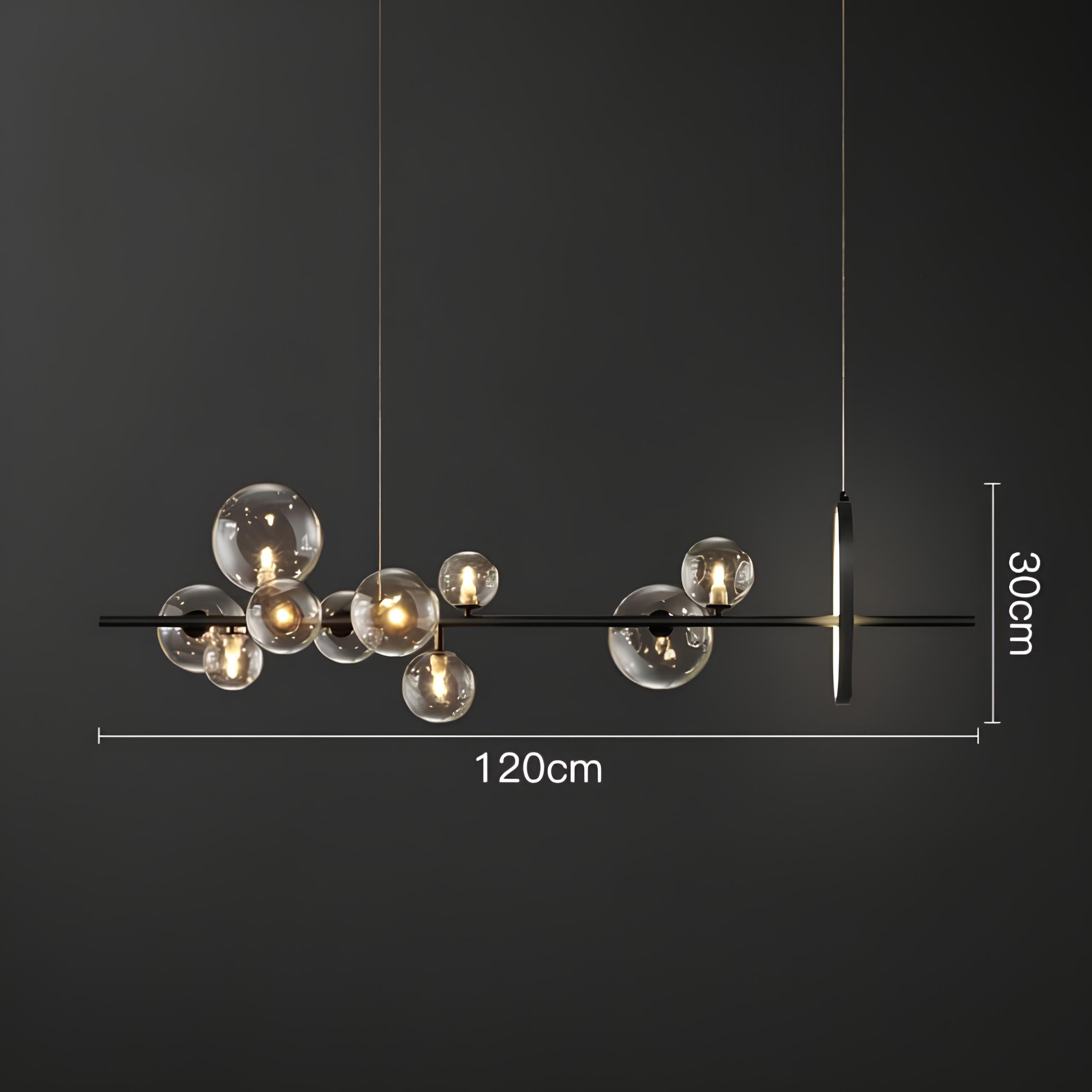 Contemporary linear hanging light for kitchen island or living area