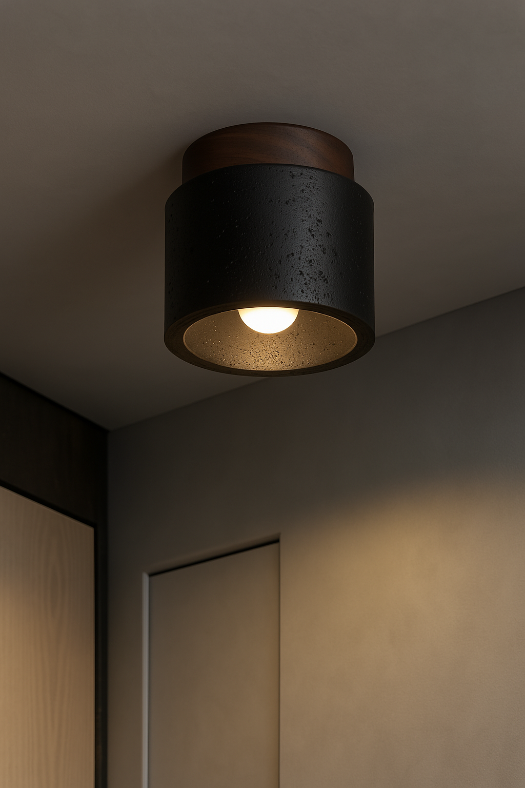 Sabi Ceiling Light – Travertine Stone with Warm LED Glow - TheMinimalObject