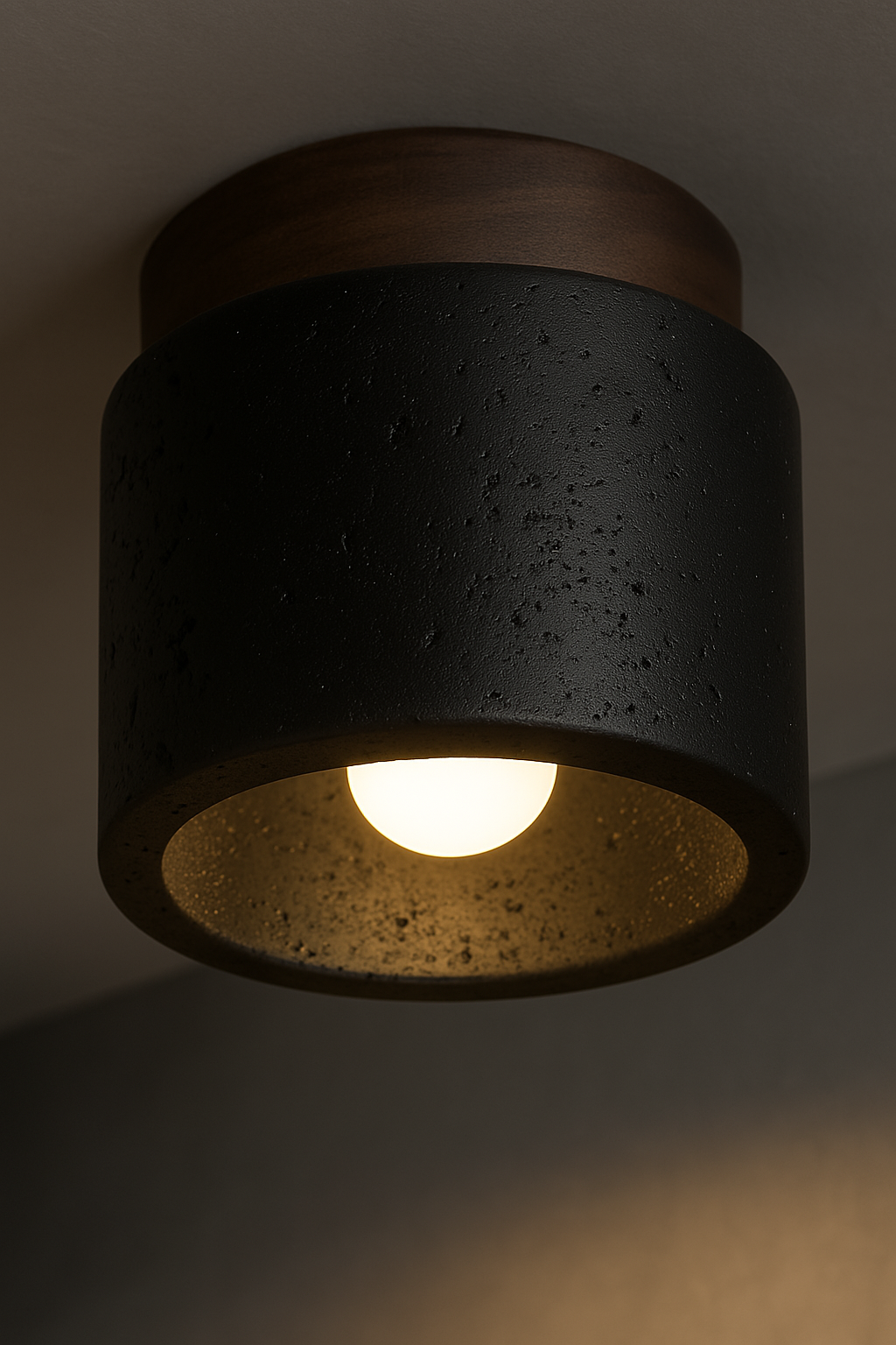 Sabi Ceiling Light – Travertine Stone with Warm LED Glow - TheMinimalObject