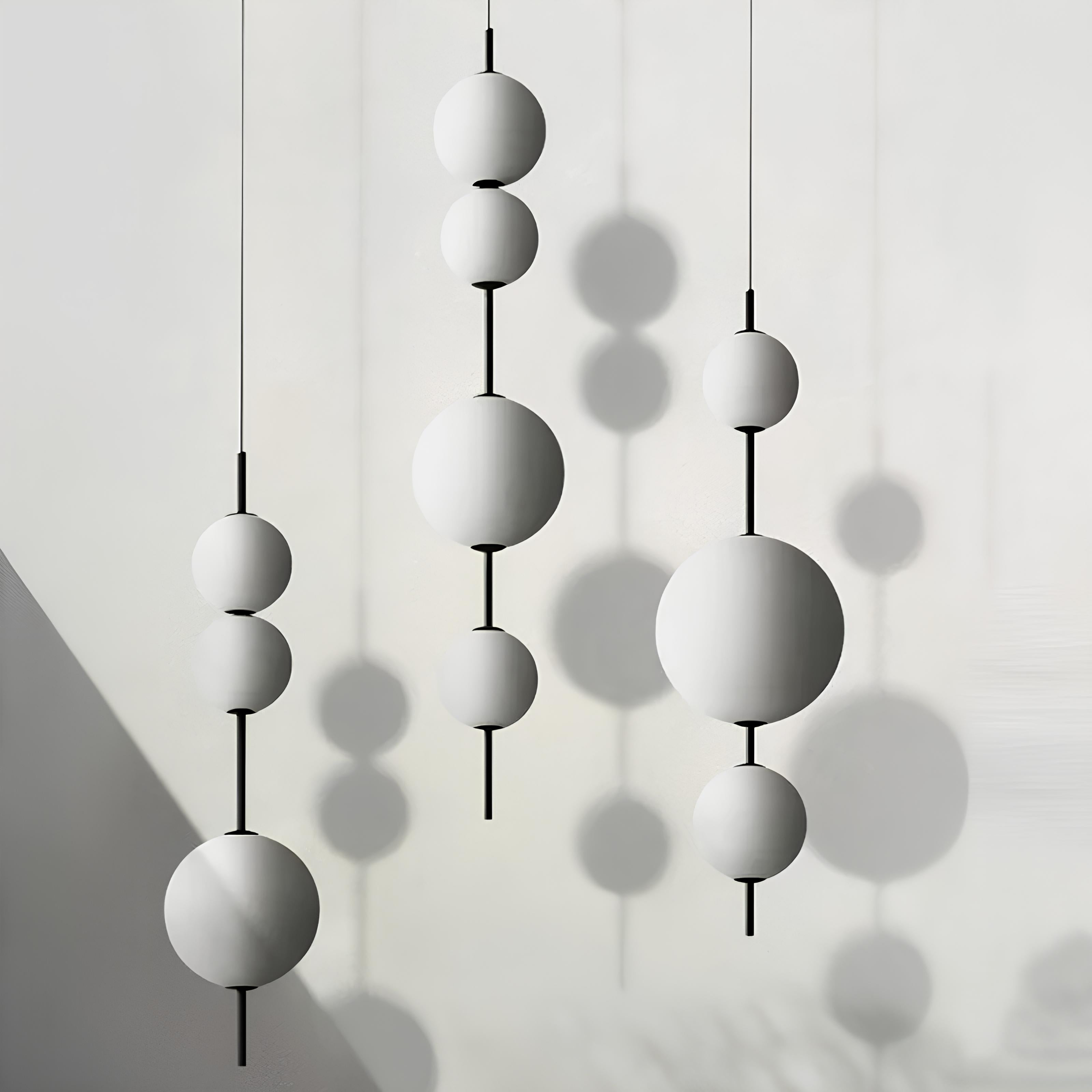 Sento Globe Pendant Light Set (3 Pieces - White Glass) - TheMinimalObject