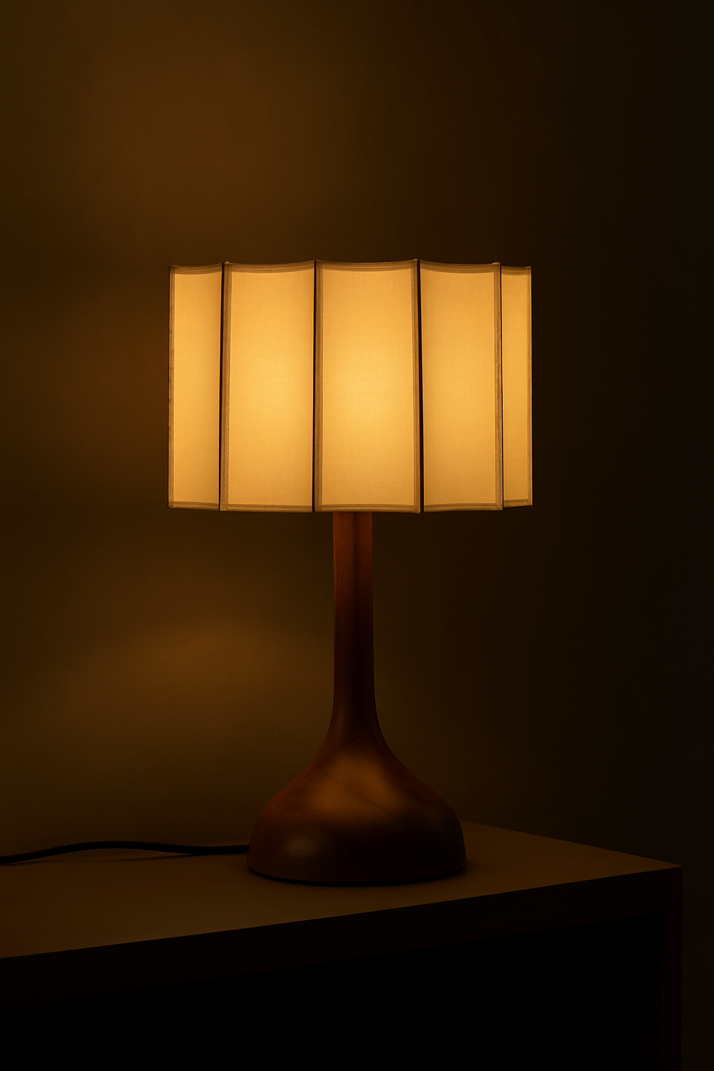 Sora Table Lamp – Pine Wood & Linen Fabric Light - TheMinimalObject