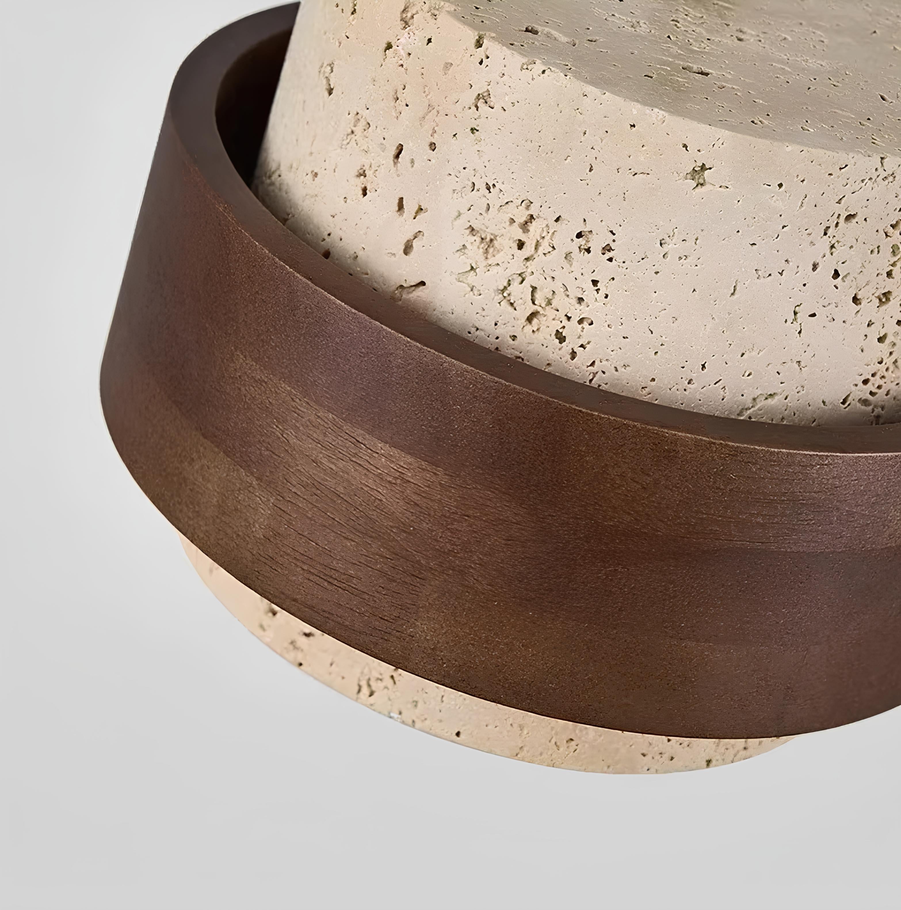 Stone & Wood Pendant Light – Warm Minimalist Bedside Fixture - TheMinimalObject